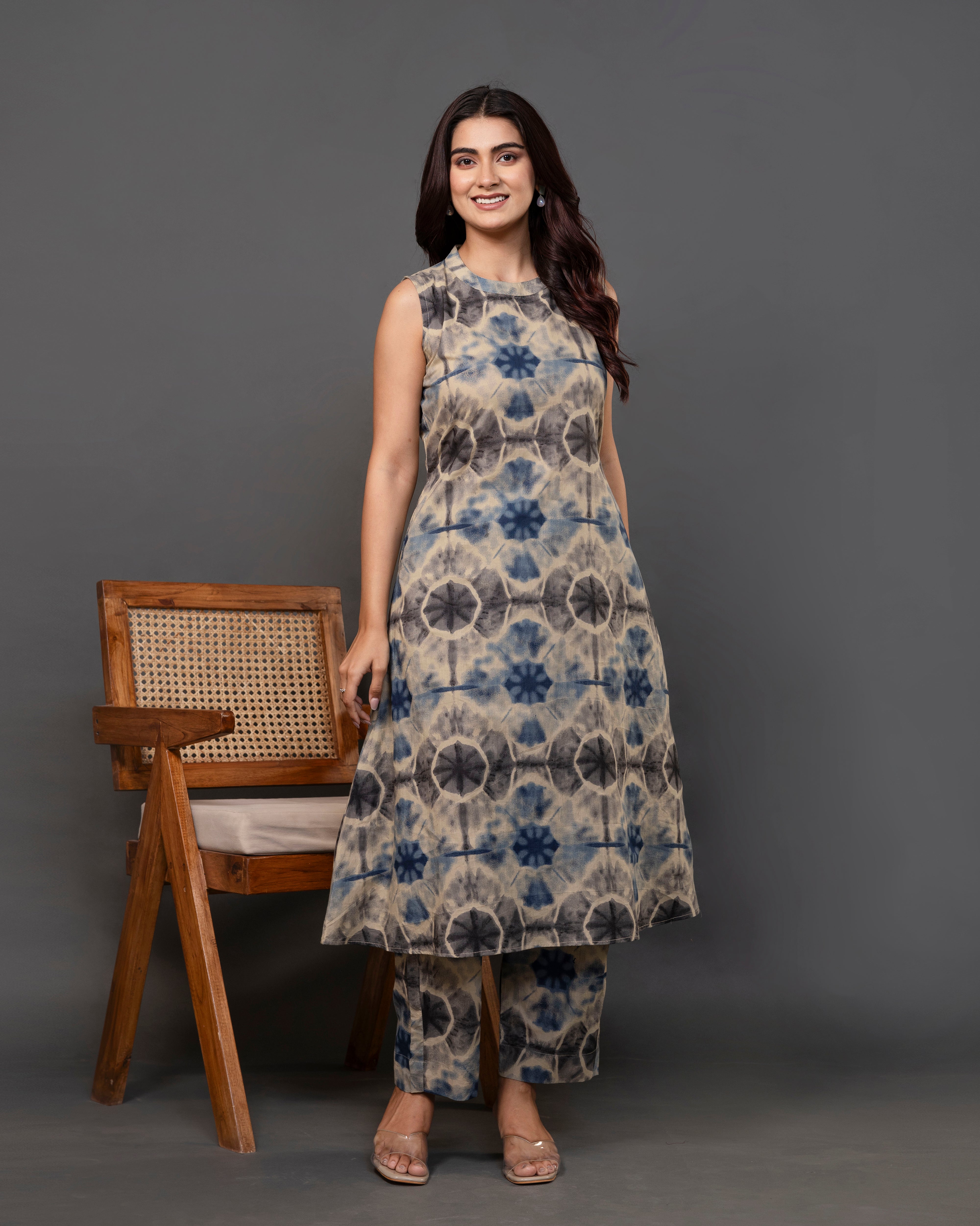 Nirvaana ShiboriGlow Sleeveless A-Line Co-ord Set