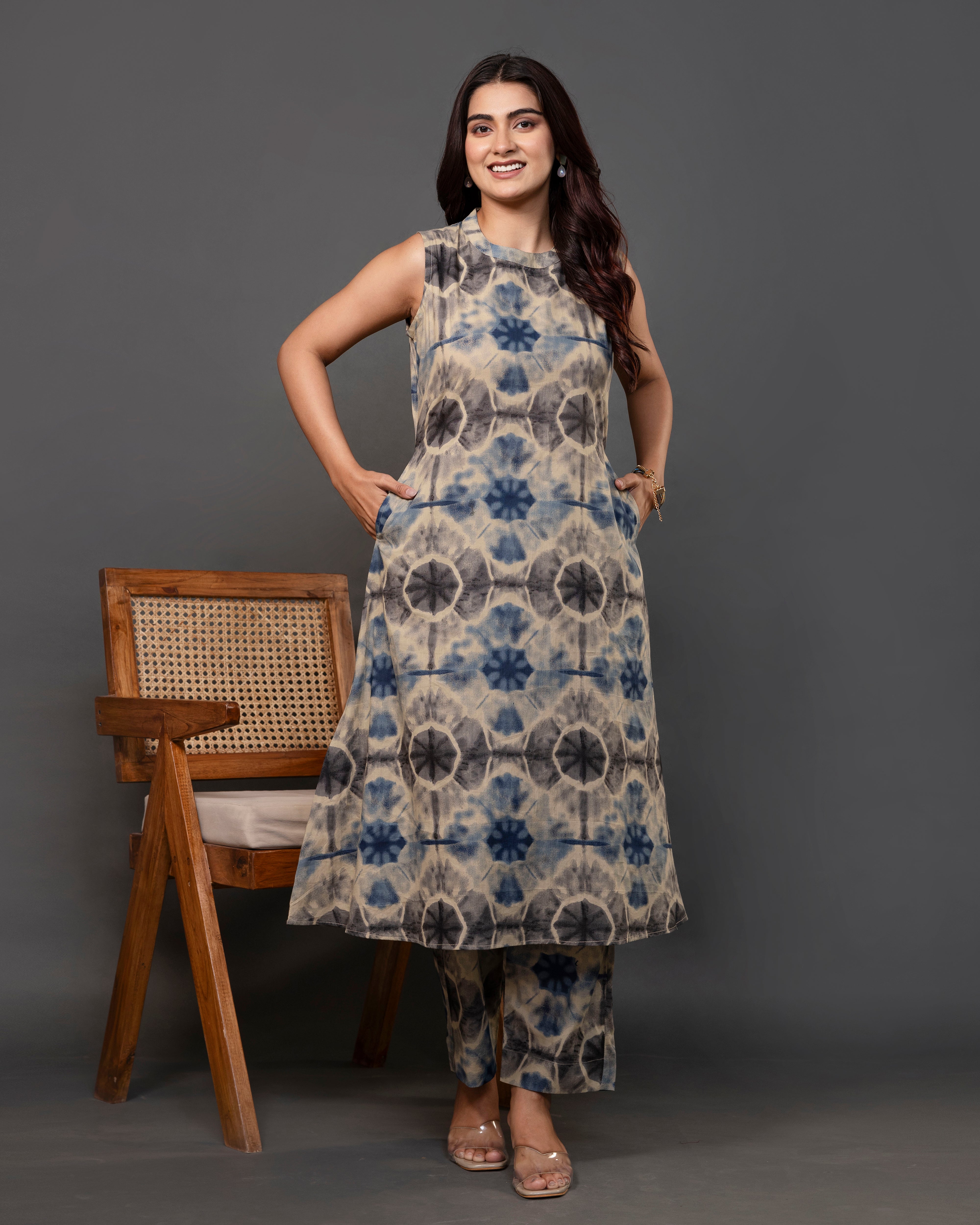 Nirvaana ShiboriGlow Sleeveless A-Line Co-ord Set