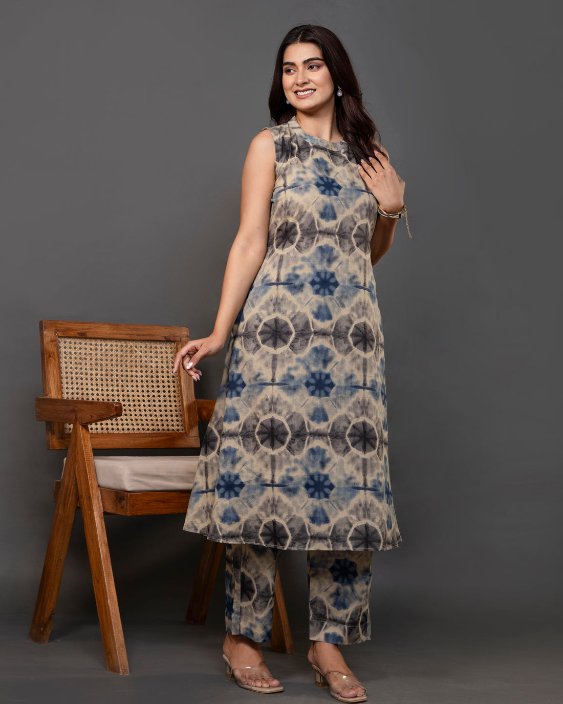 Nirvaana ShiboriGlow Sleeveless A-Line Co-ord Set