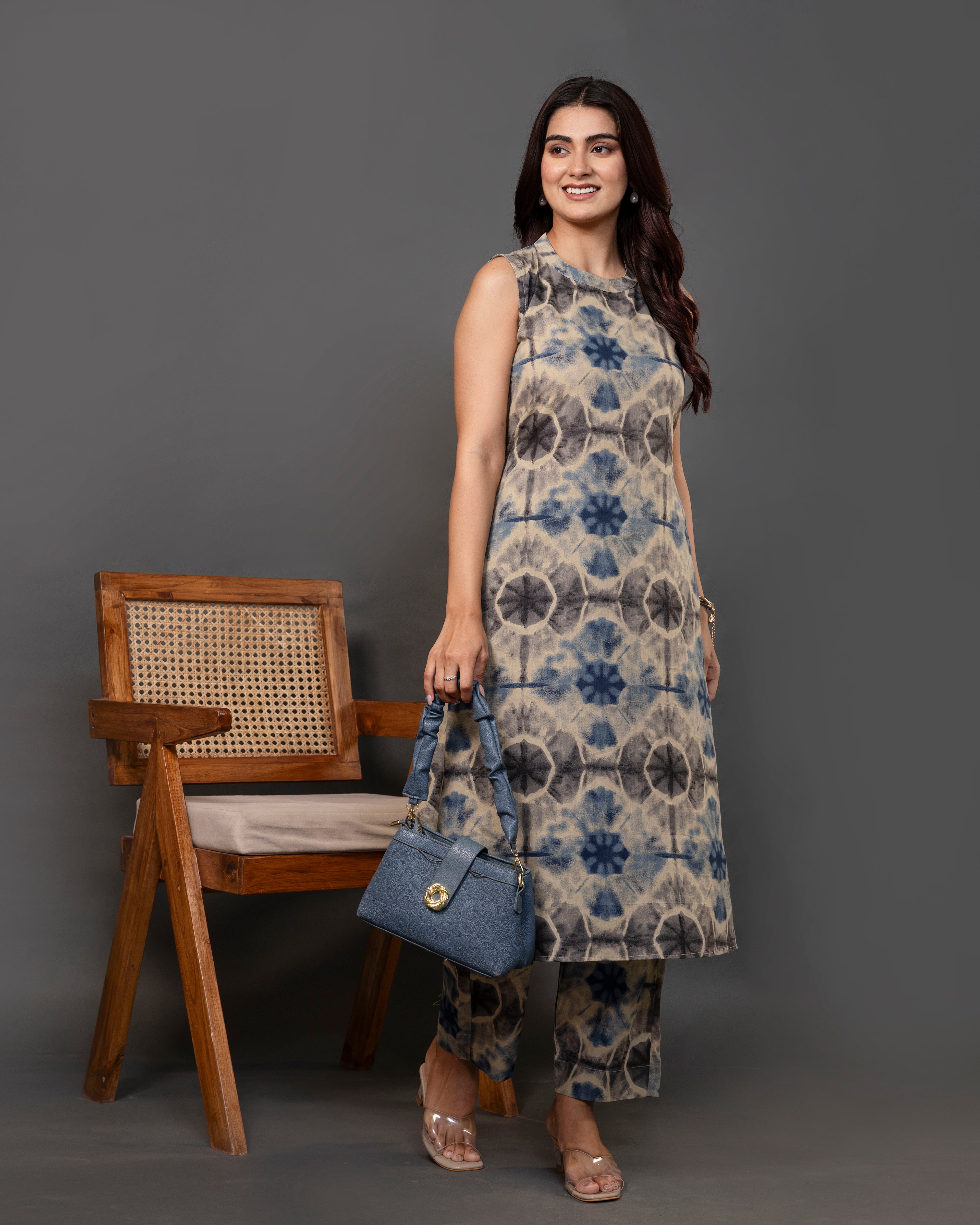 Nirvaana ShiboriGlow Sleeveless A-Line Co-ord Set