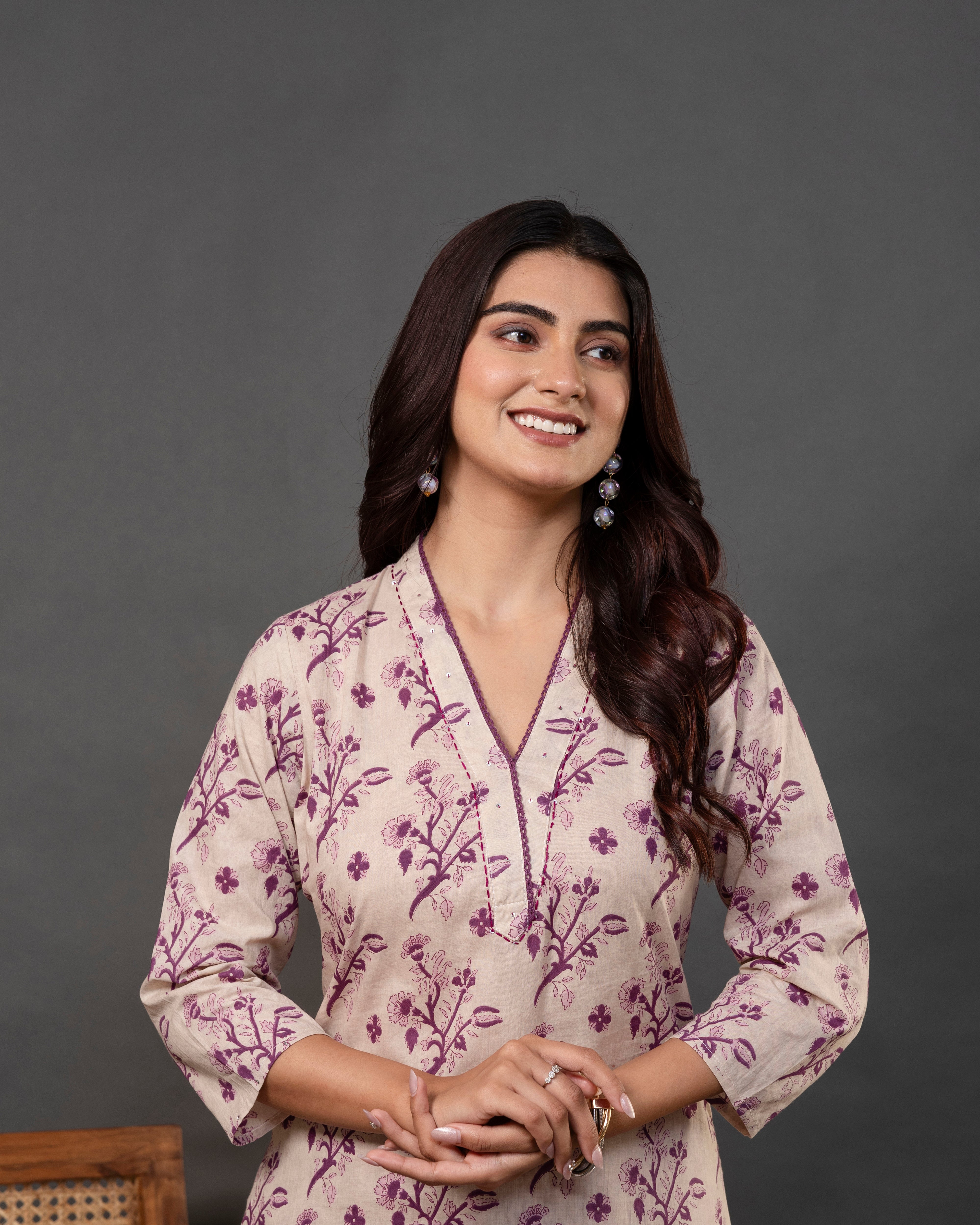 The 'Anavi' Floral Stripe Kurta Sets