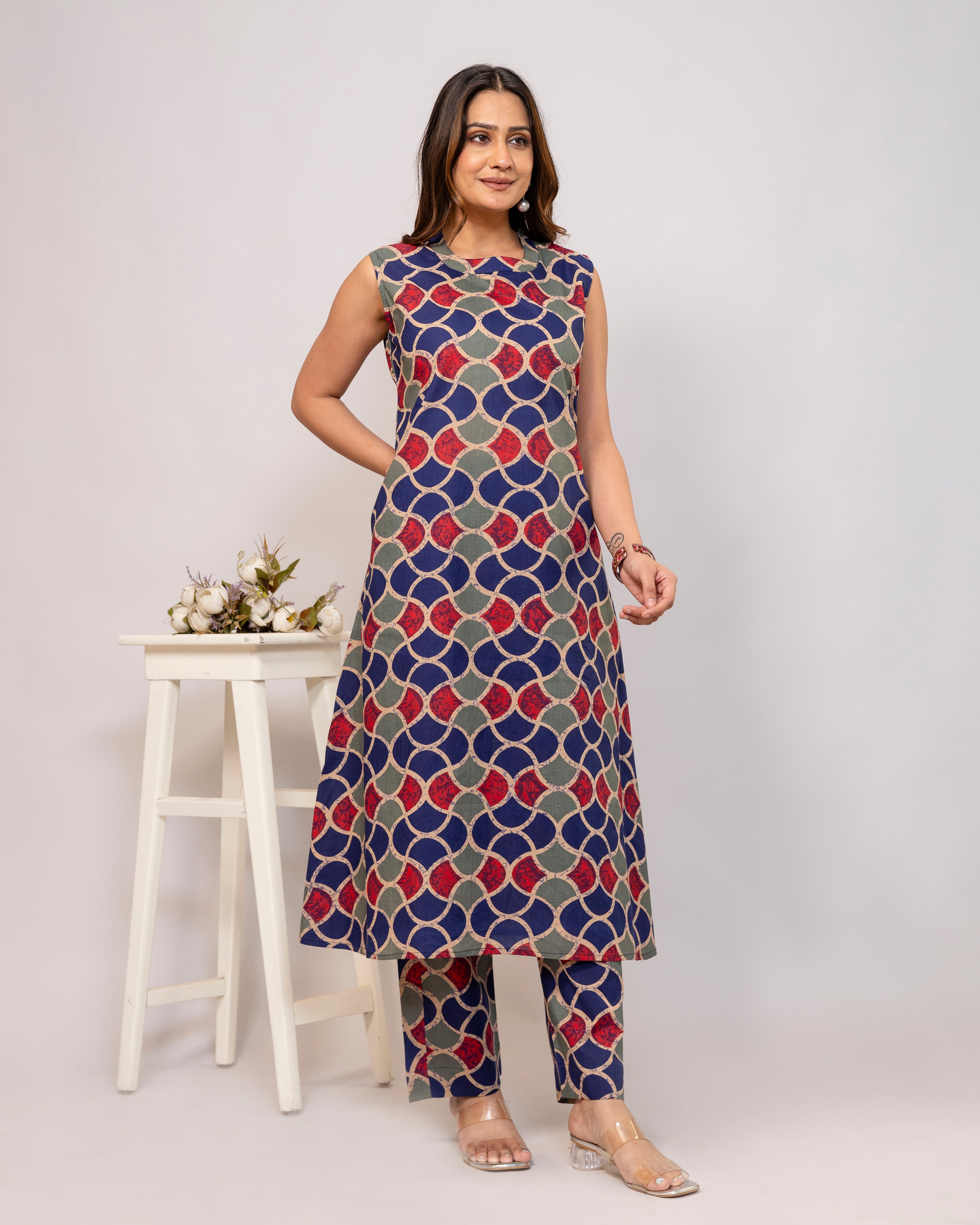 Aurelia GeoFlow Sleeveless A-Line Co-ord Set