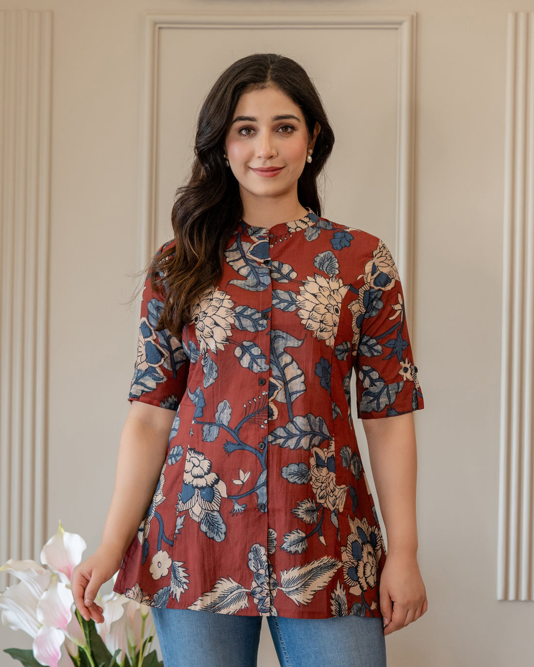 Charulata Pure Cotton Kalamkari Short Top
