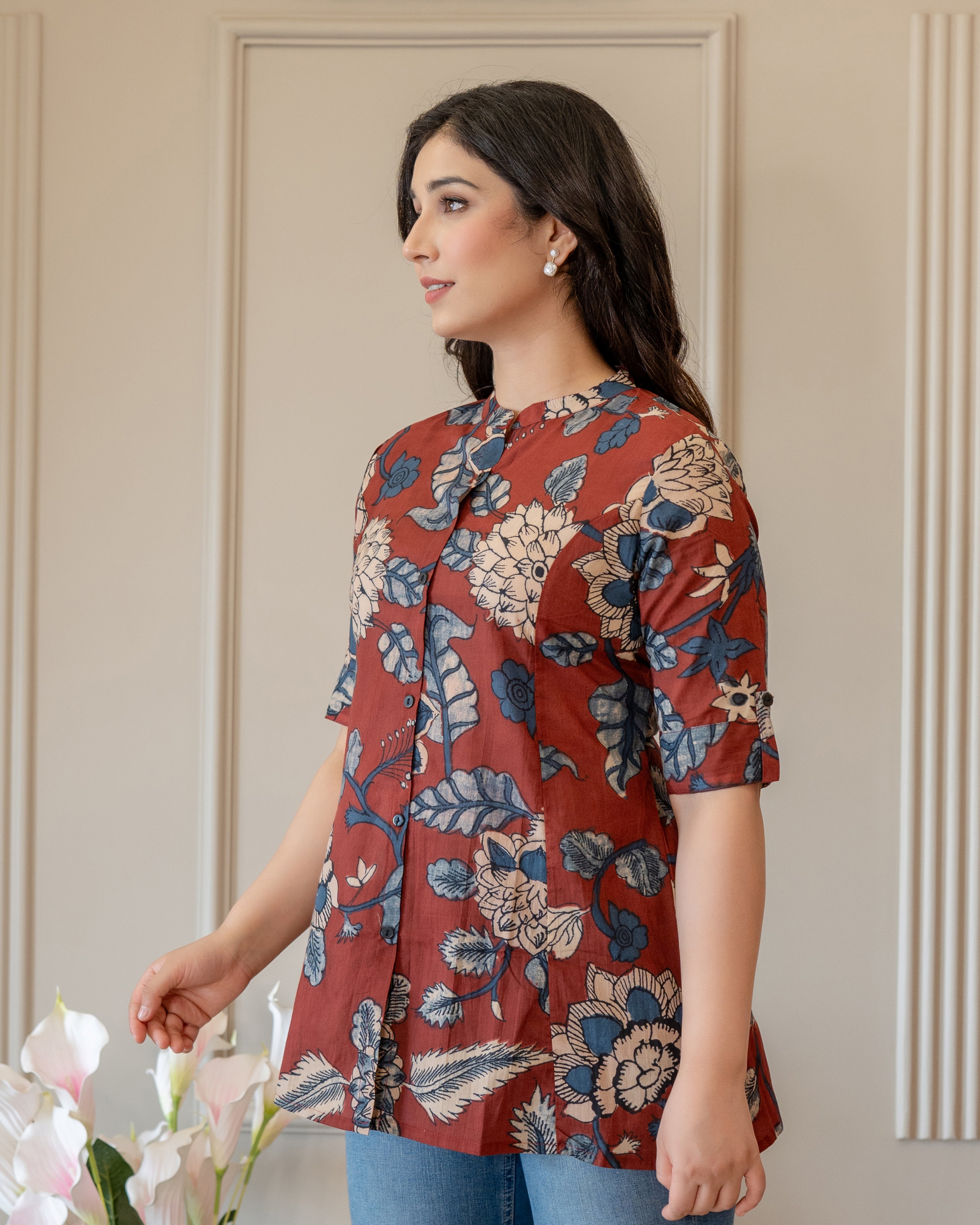 Charulata Pure Cotton Kalamkari Short Top