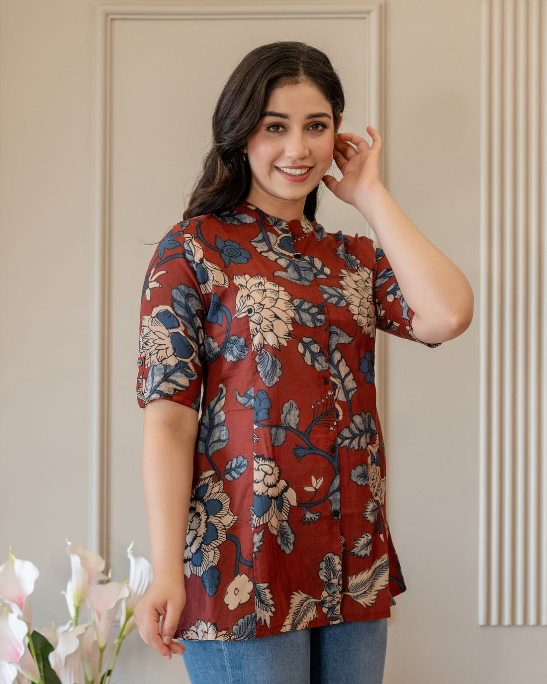 Charulata Pure Cotton Kalamkari Short Top