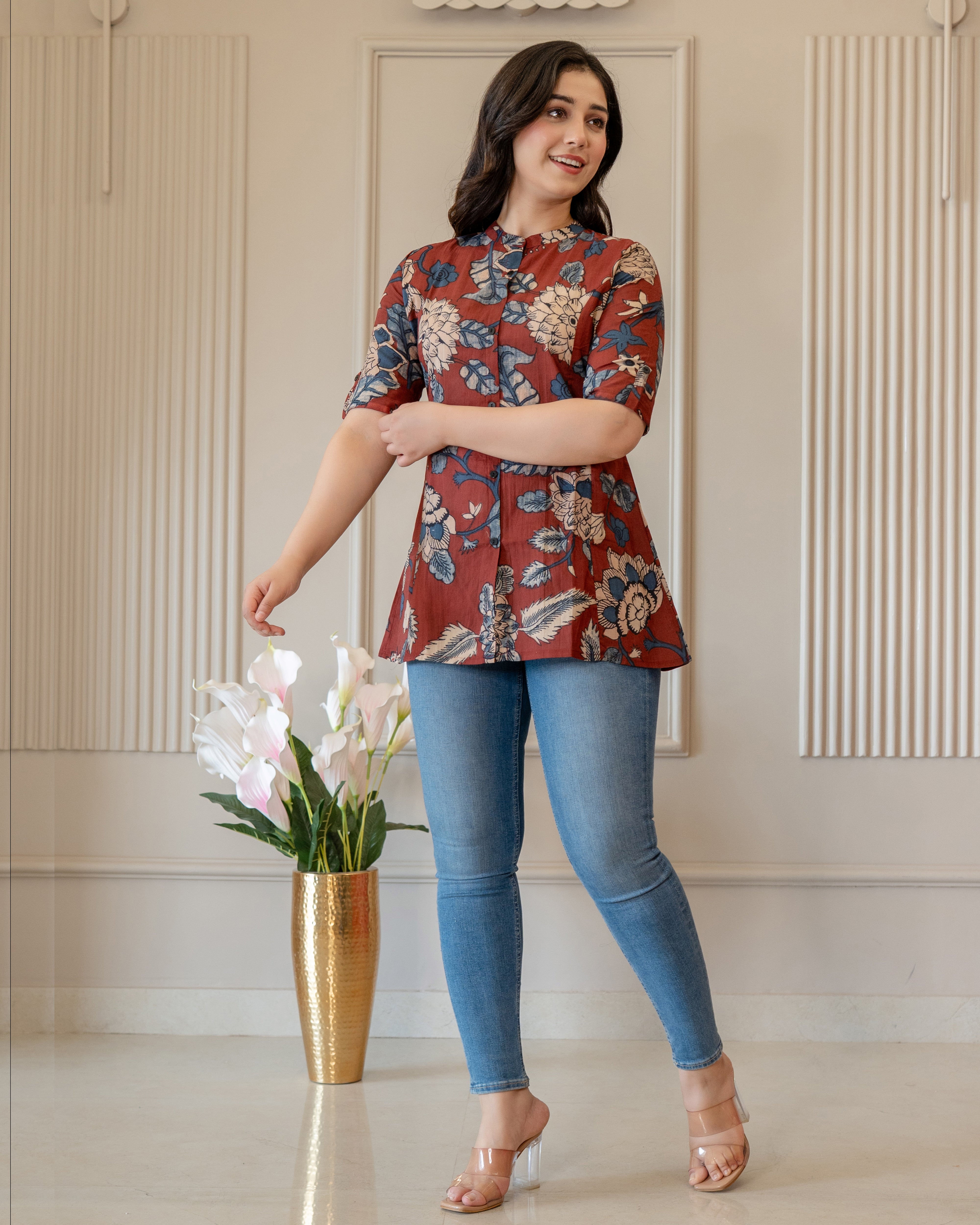 Charulata Pure Cotton Kalamkari Short Top