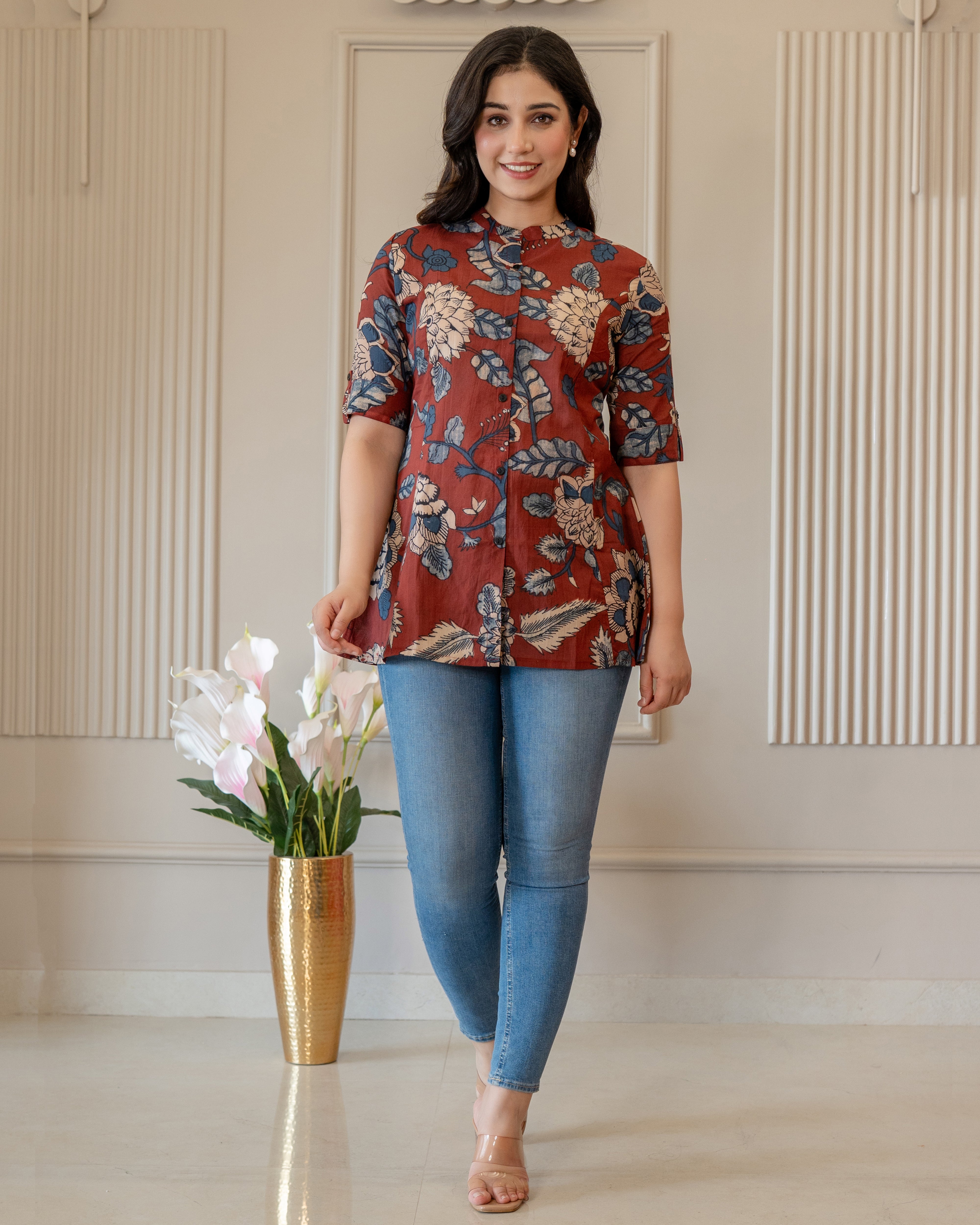 Charulata Pure Cotton Kalamkari Short Top