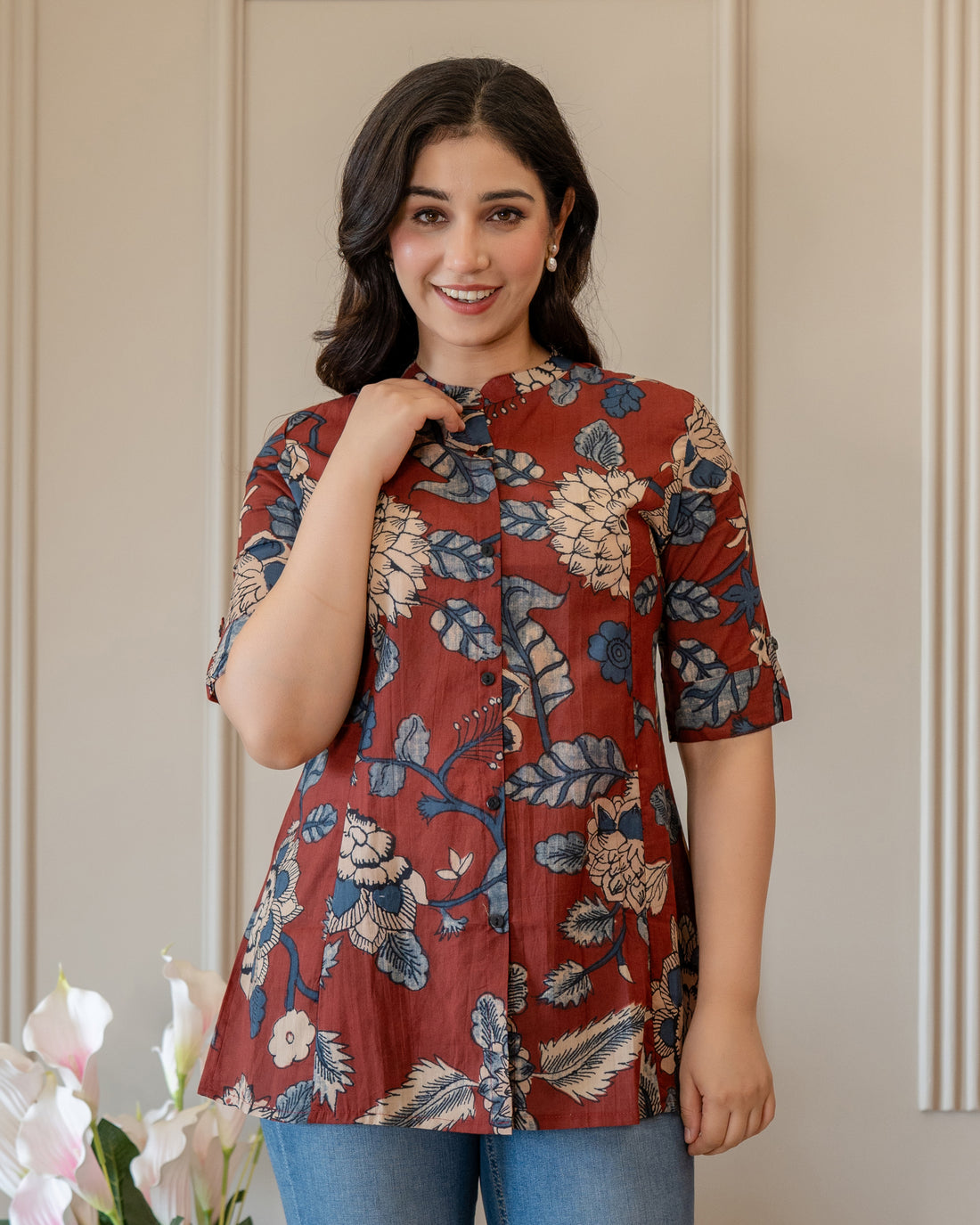 Charulata Pure Cotton Kalamkari Short Top