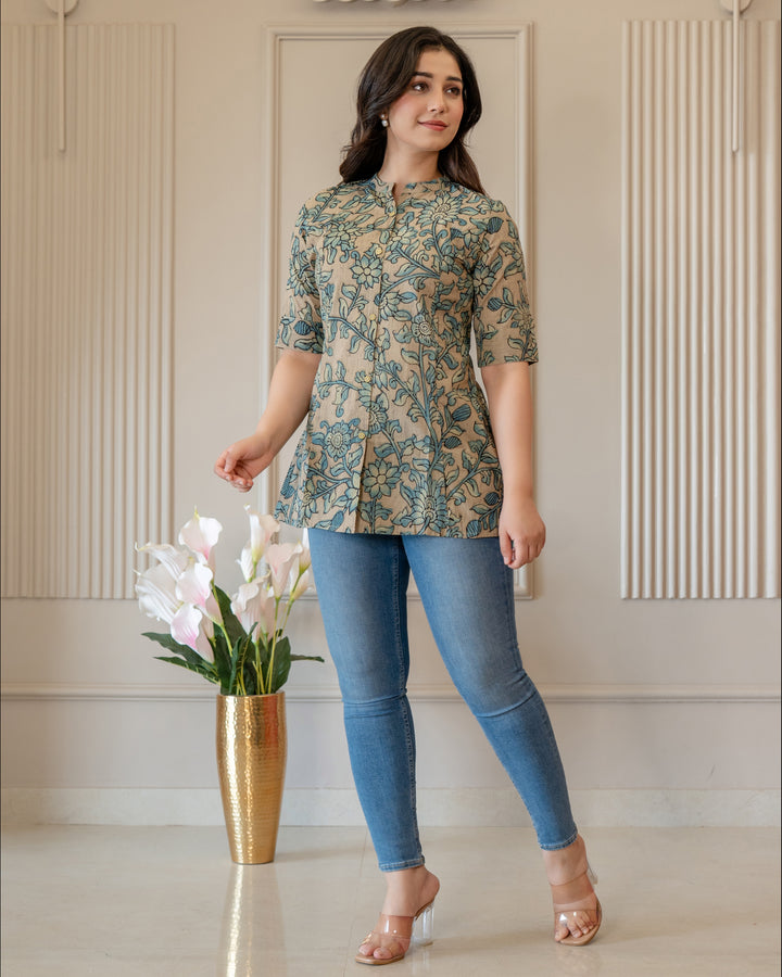 Mrittika Pure Cotton Kalamkari Short Top