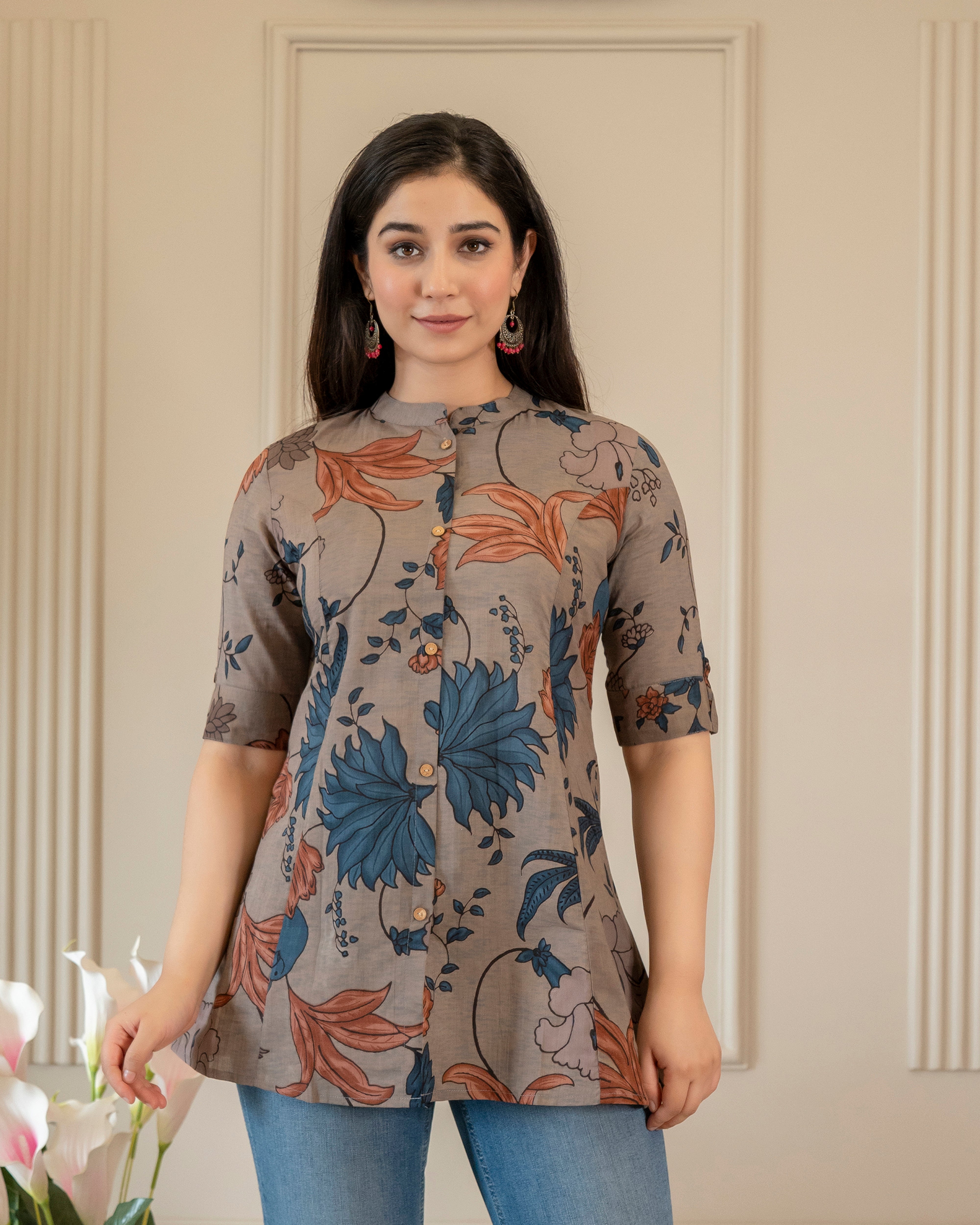 Aakruti Pure Cotton Kalamkari Short Top