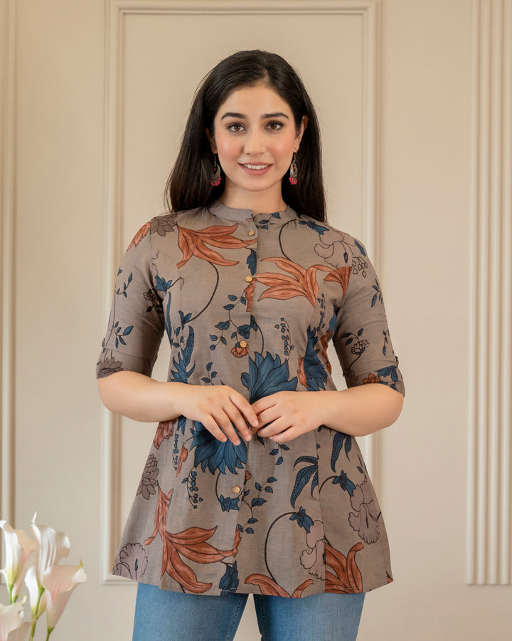 Aakruti Pure Cotton Kalamkari Short Top