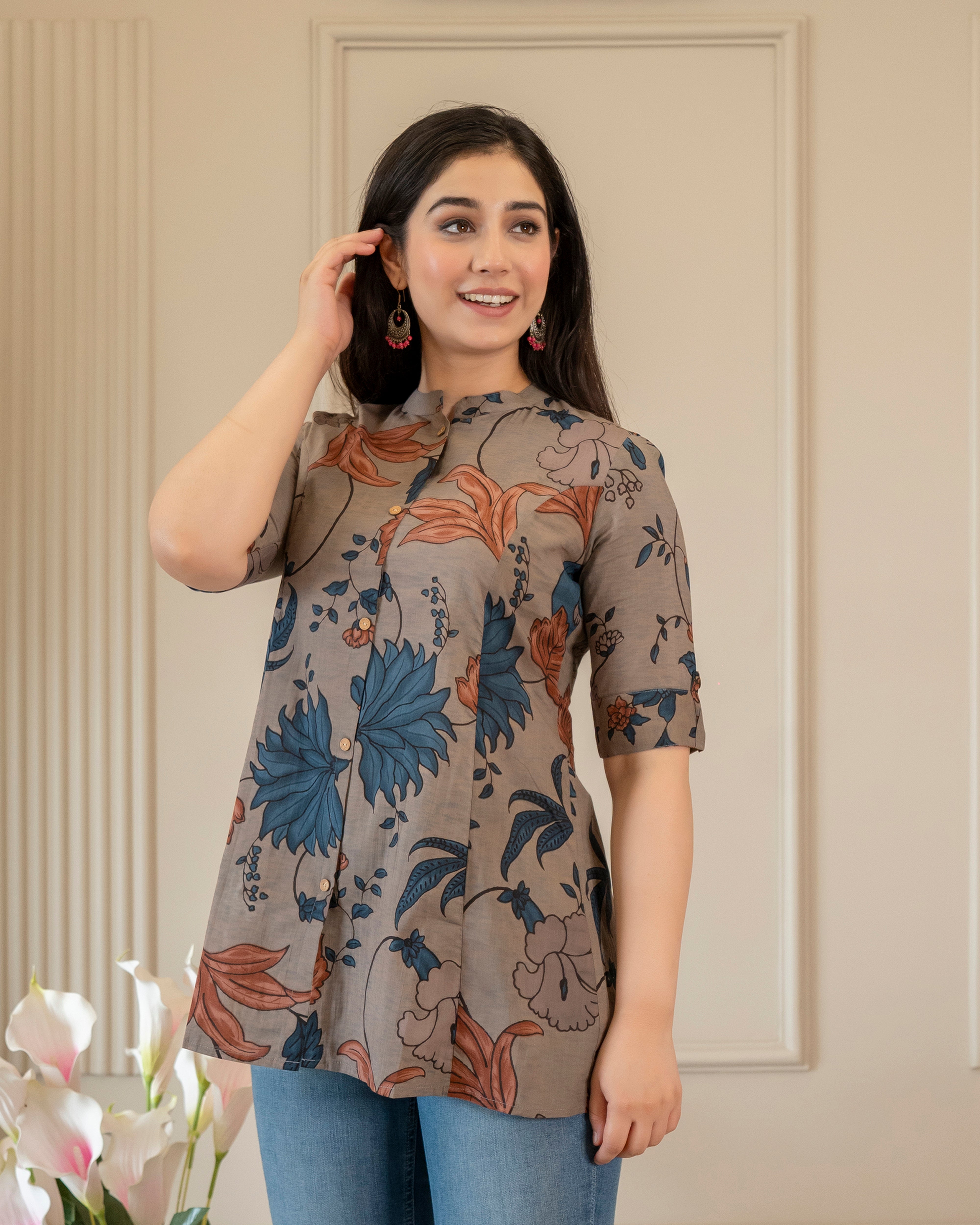 Aakruti Pure Cotton Kalamkari Short Top