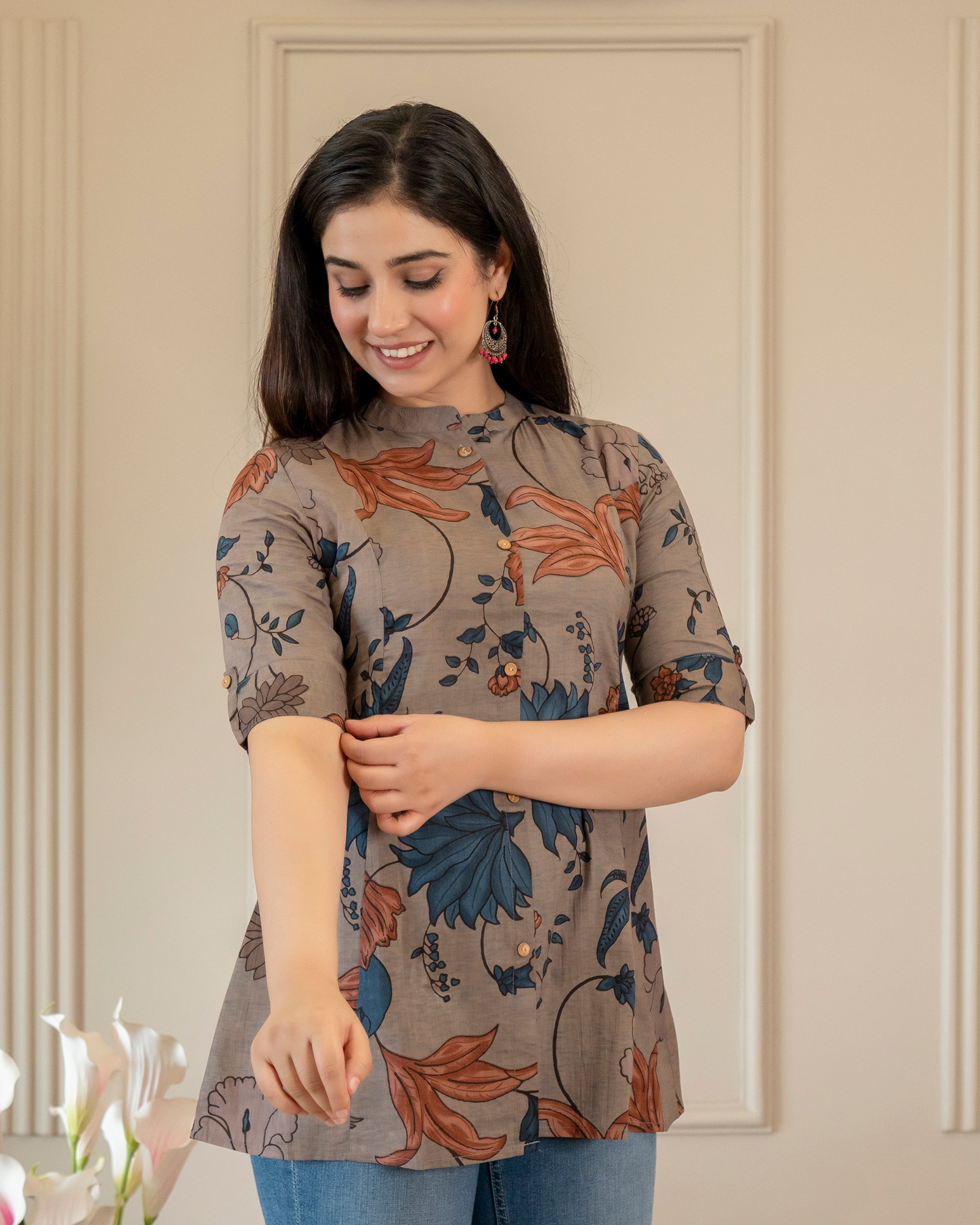 Aakruti Pure Cotton Kalamkari Short Top