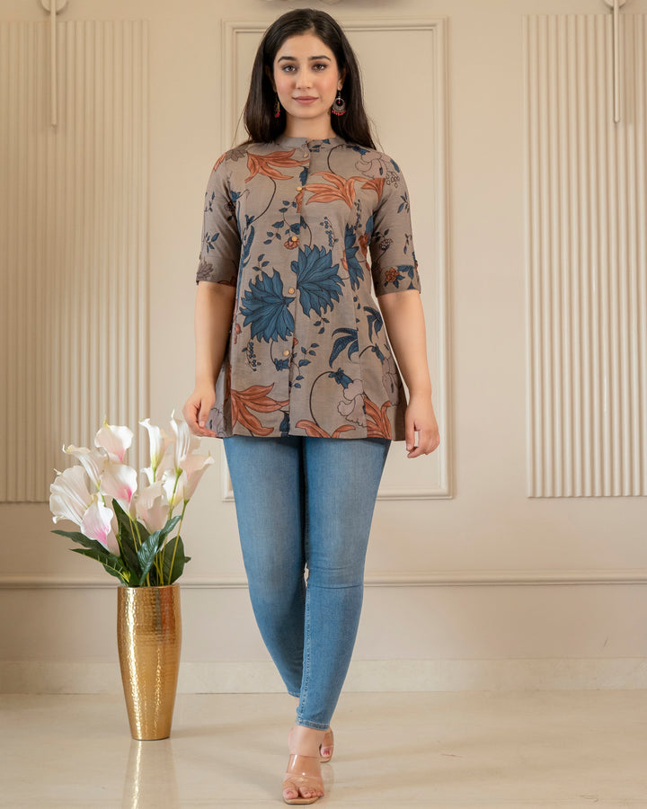 Aakruti Pure Cotton Kalamkari Short Top