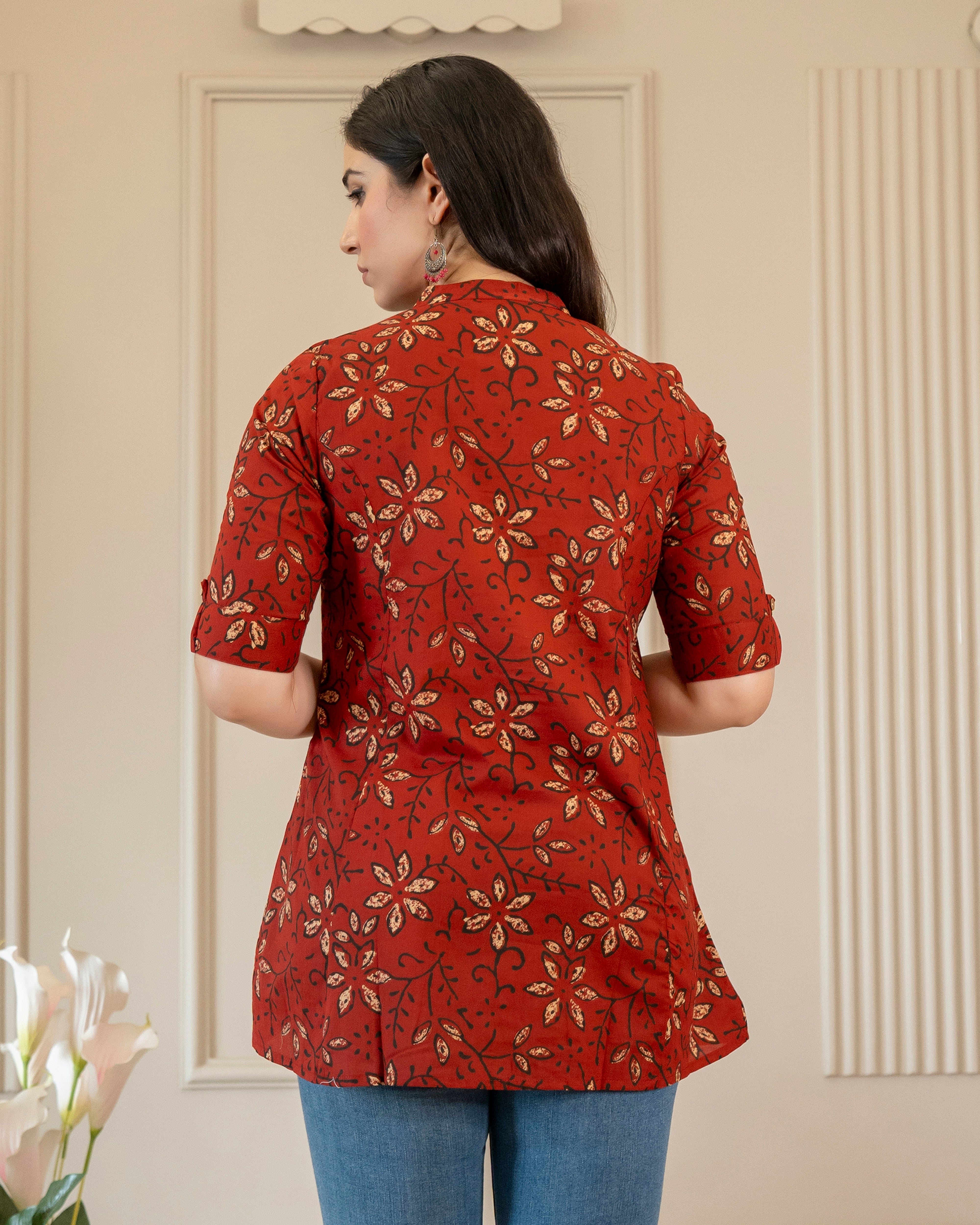 Rangini  Pure Cotton Ajrakh Short Top
