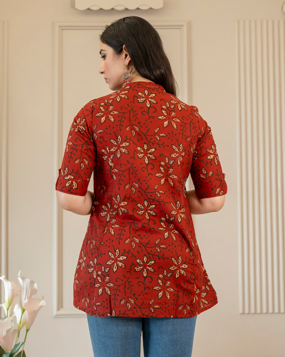 Rangini  Pure Cotton Ajrakh Short Top