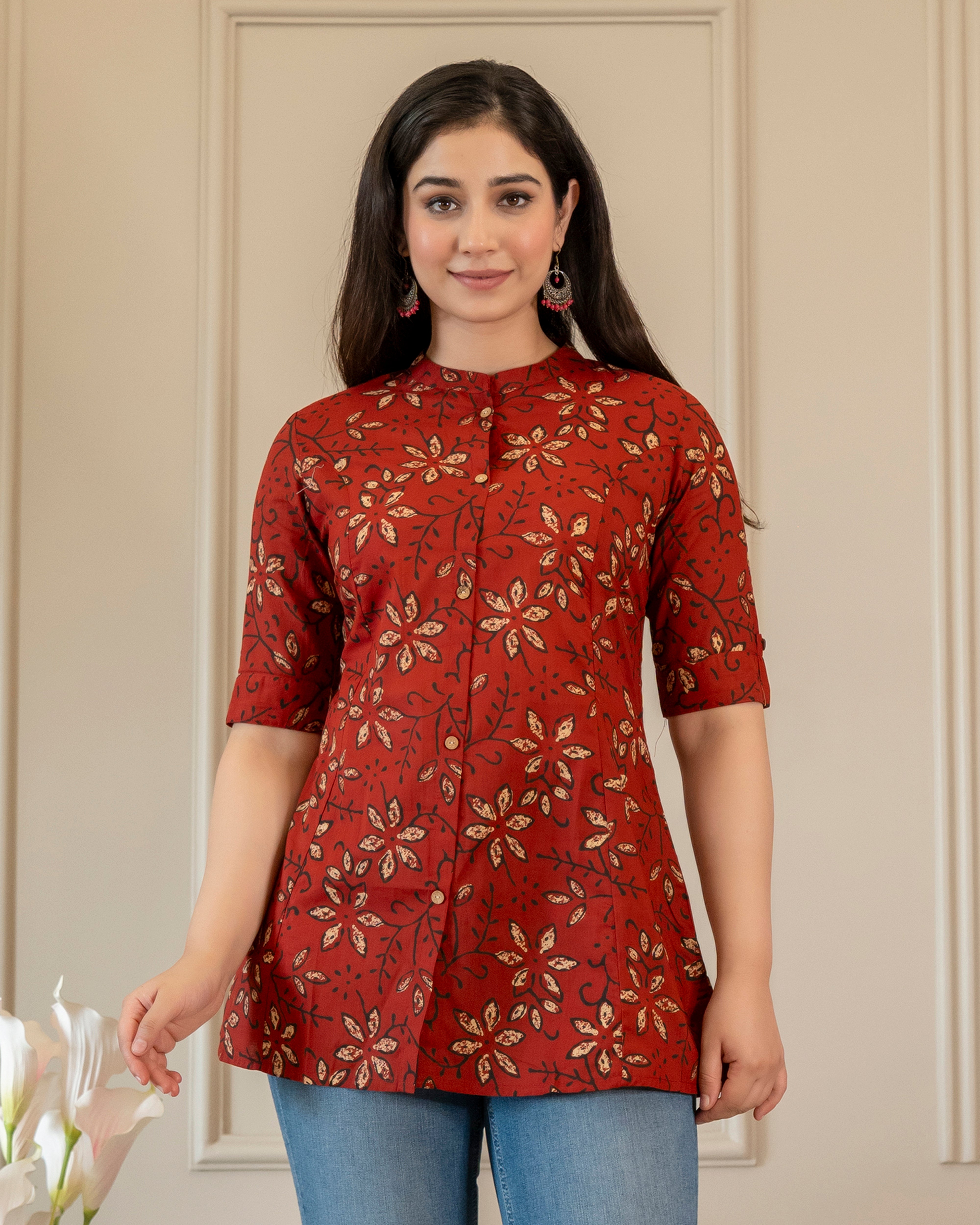Rangini  Pure Cotton Ajrakh Short Top