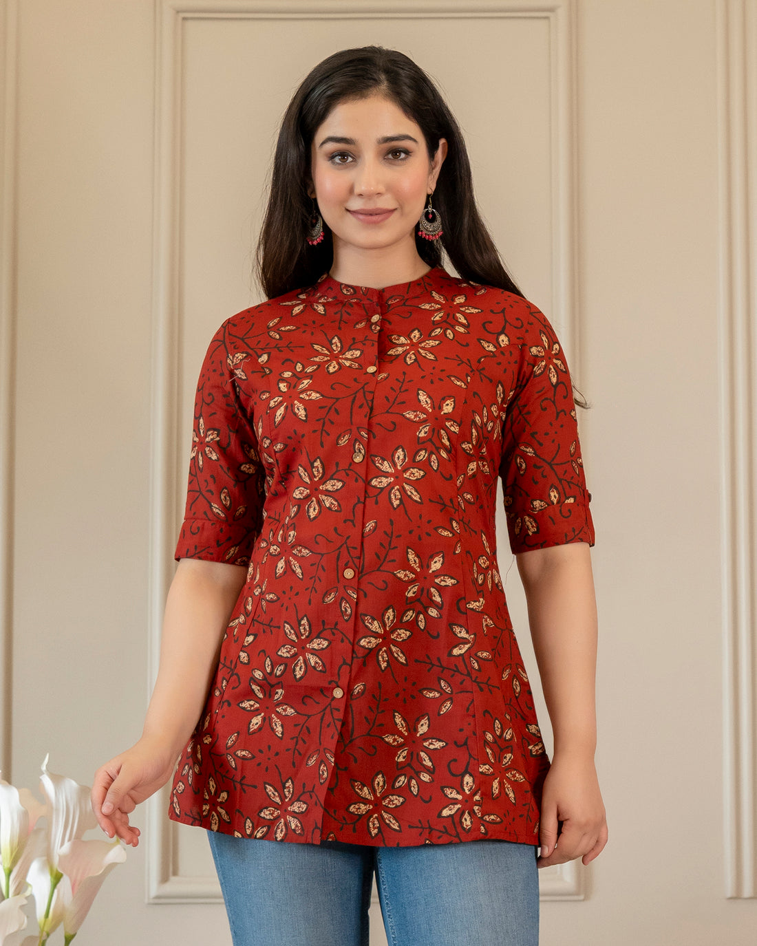Rangini  Pure Cotton Ajrakh Short Top