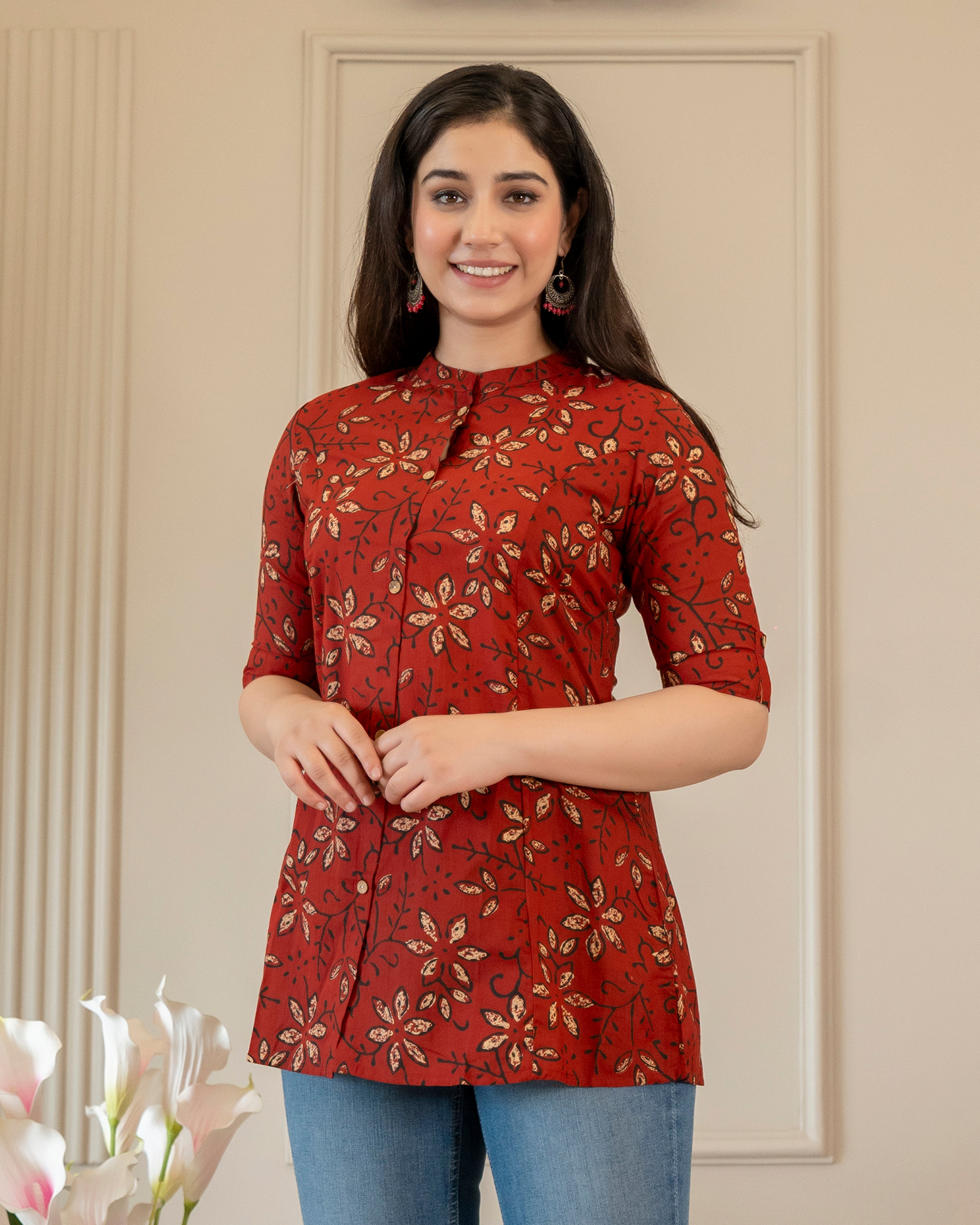 Rangini  Pure Cotton Ajrakh Short Top