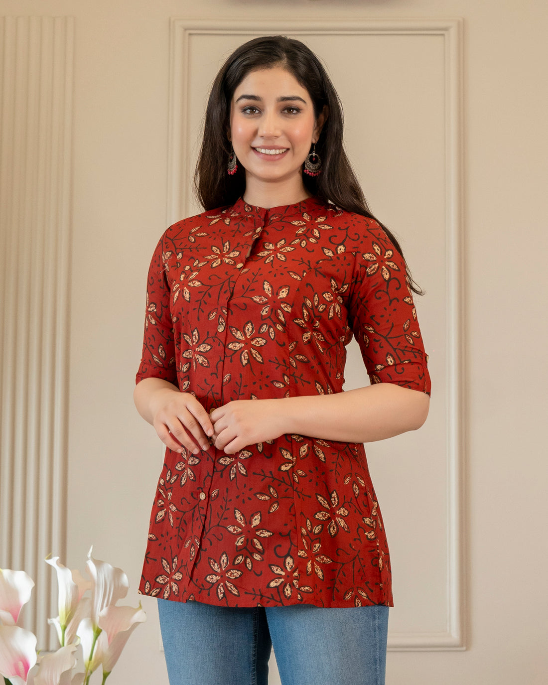 Rangini  Pure Cotton Ajrakh Short Top
