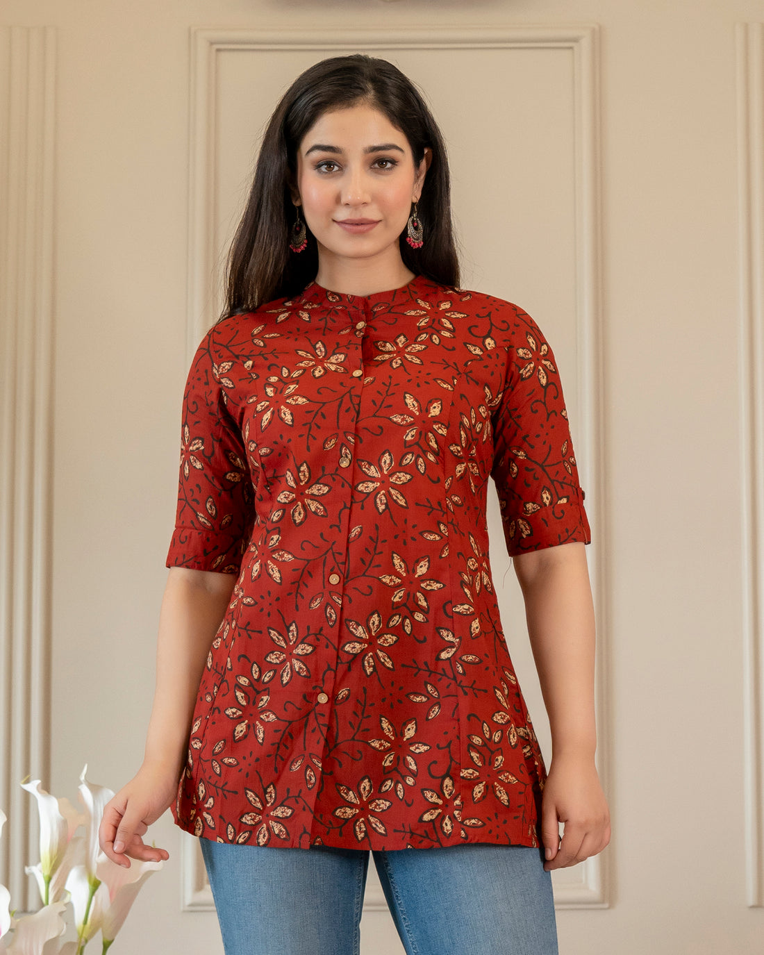 Rangini  Pure Cotton Ajrakh Short Top