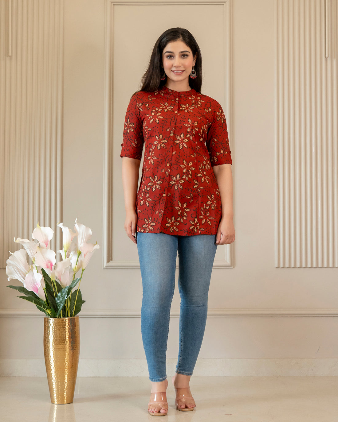 Rangini  Pure Cotton Ajrakh Short Top