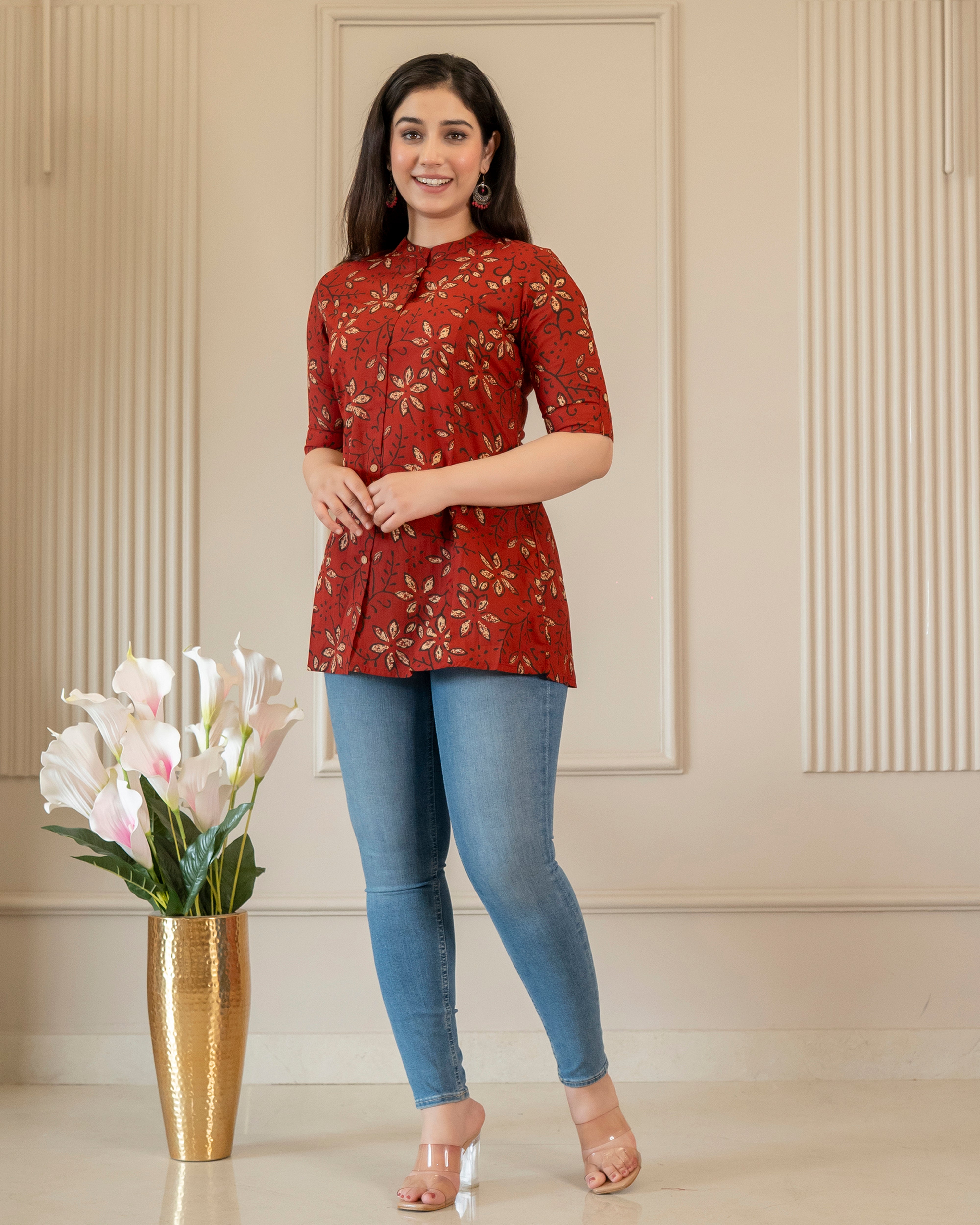 Rangini  Pure Cotton Ajrakh Short Top