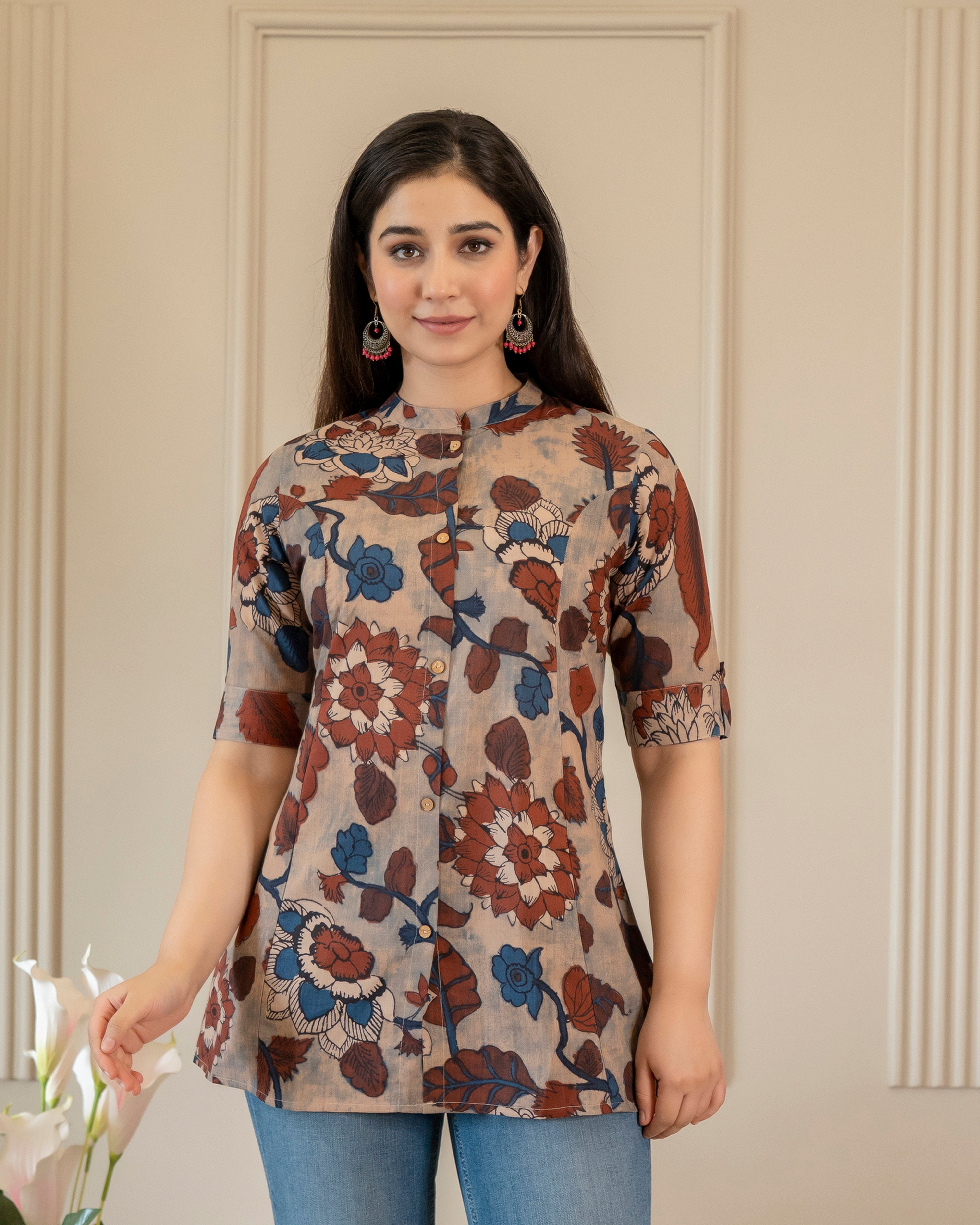 Anindita Pure Cotton Kalamkari Short Top