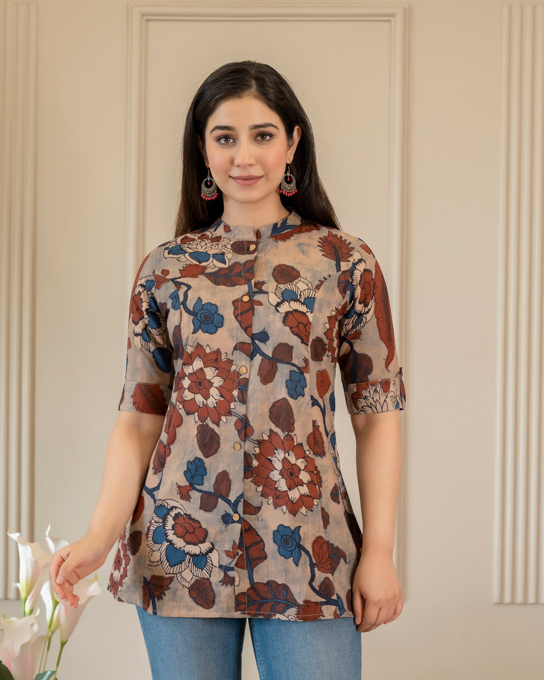 Anindita Pure Cotton Kalamkari Short Top