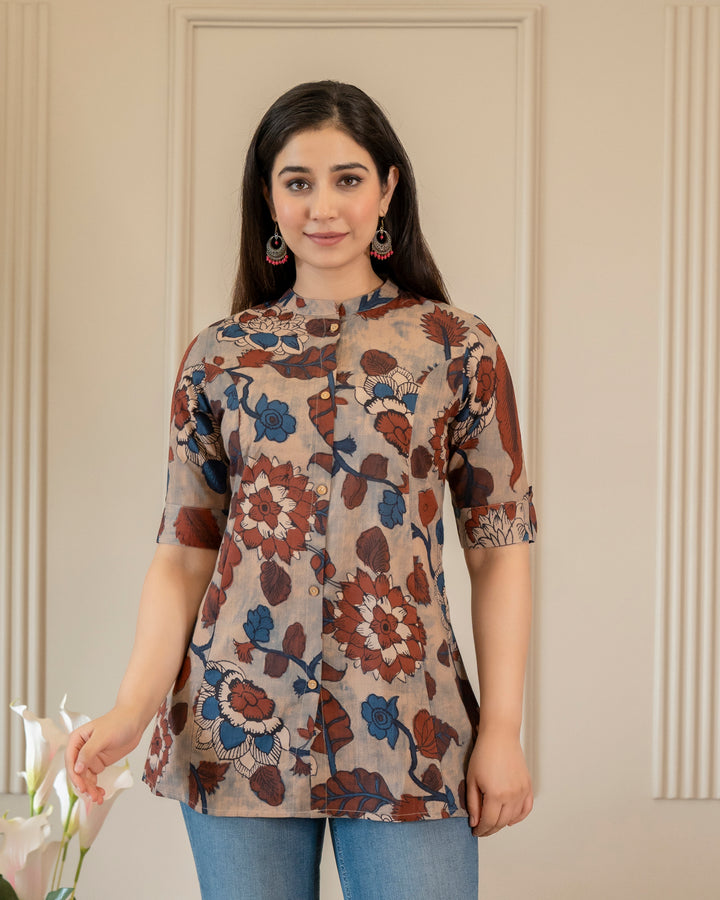 Anindita Pure Cotton Kalamkari Short Top