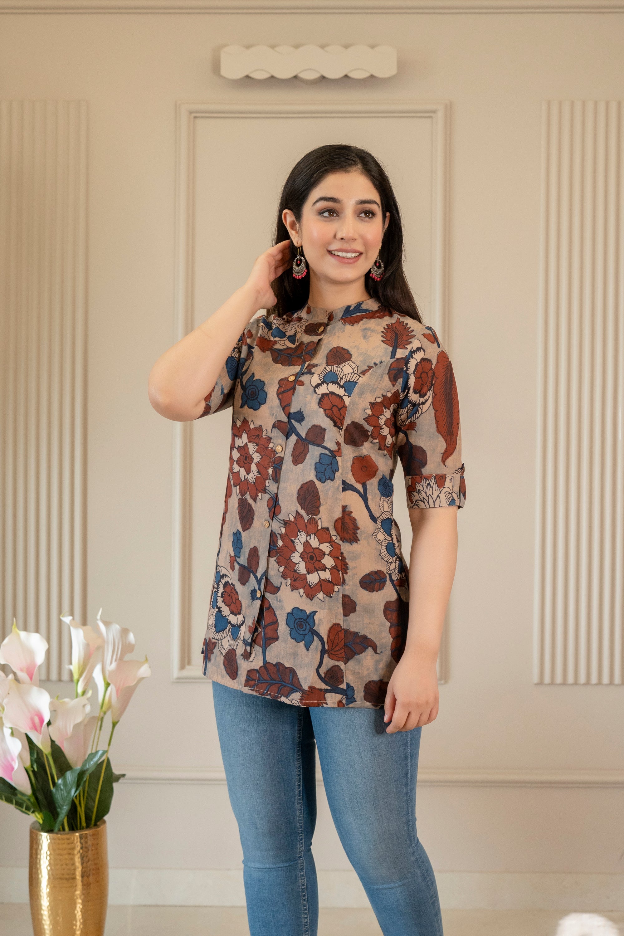 Anindita Pure Cotton Kalamkari Short Top