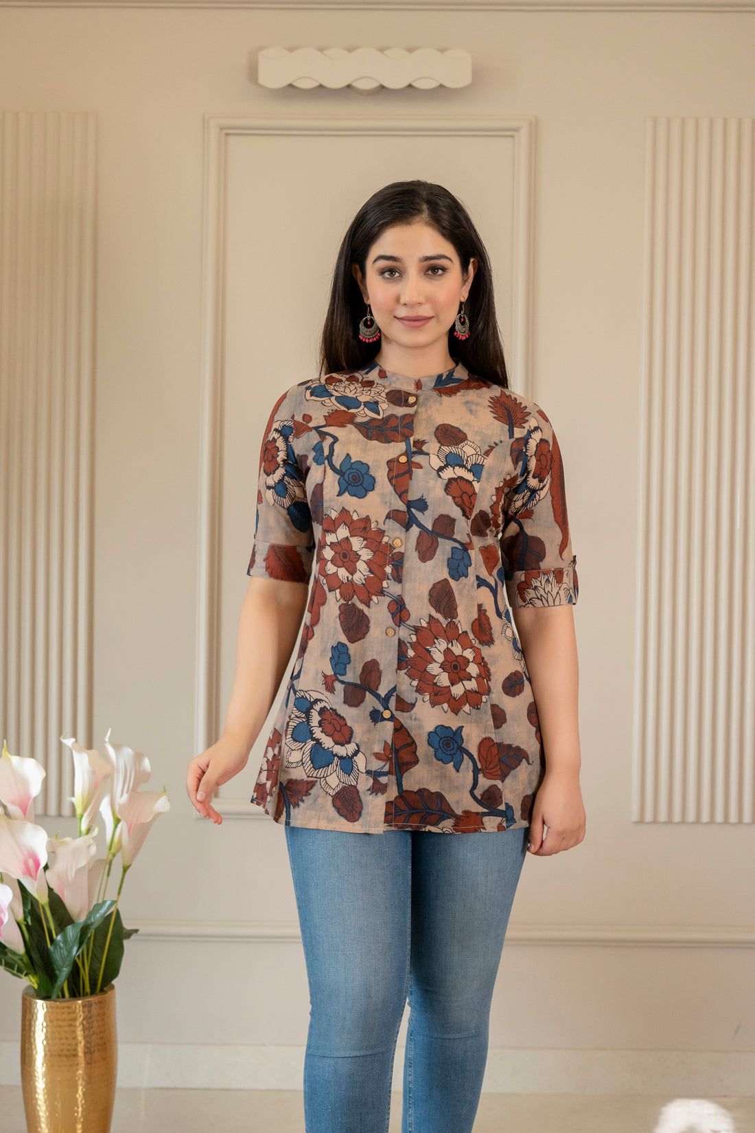 Anindita Pure Cotton Kalamkari Short Top