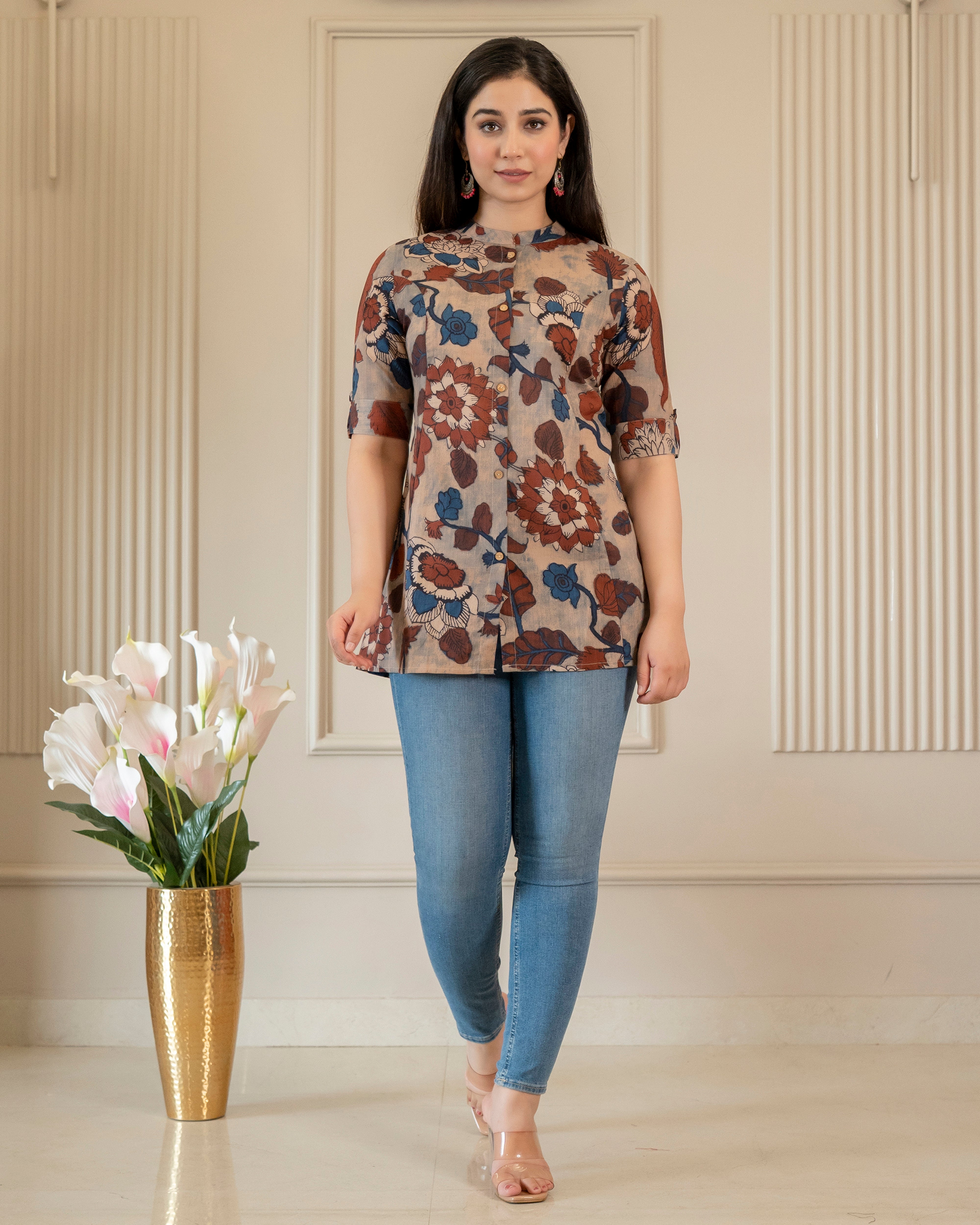 Anindita Pure Cotton Kalamkari Short Top
