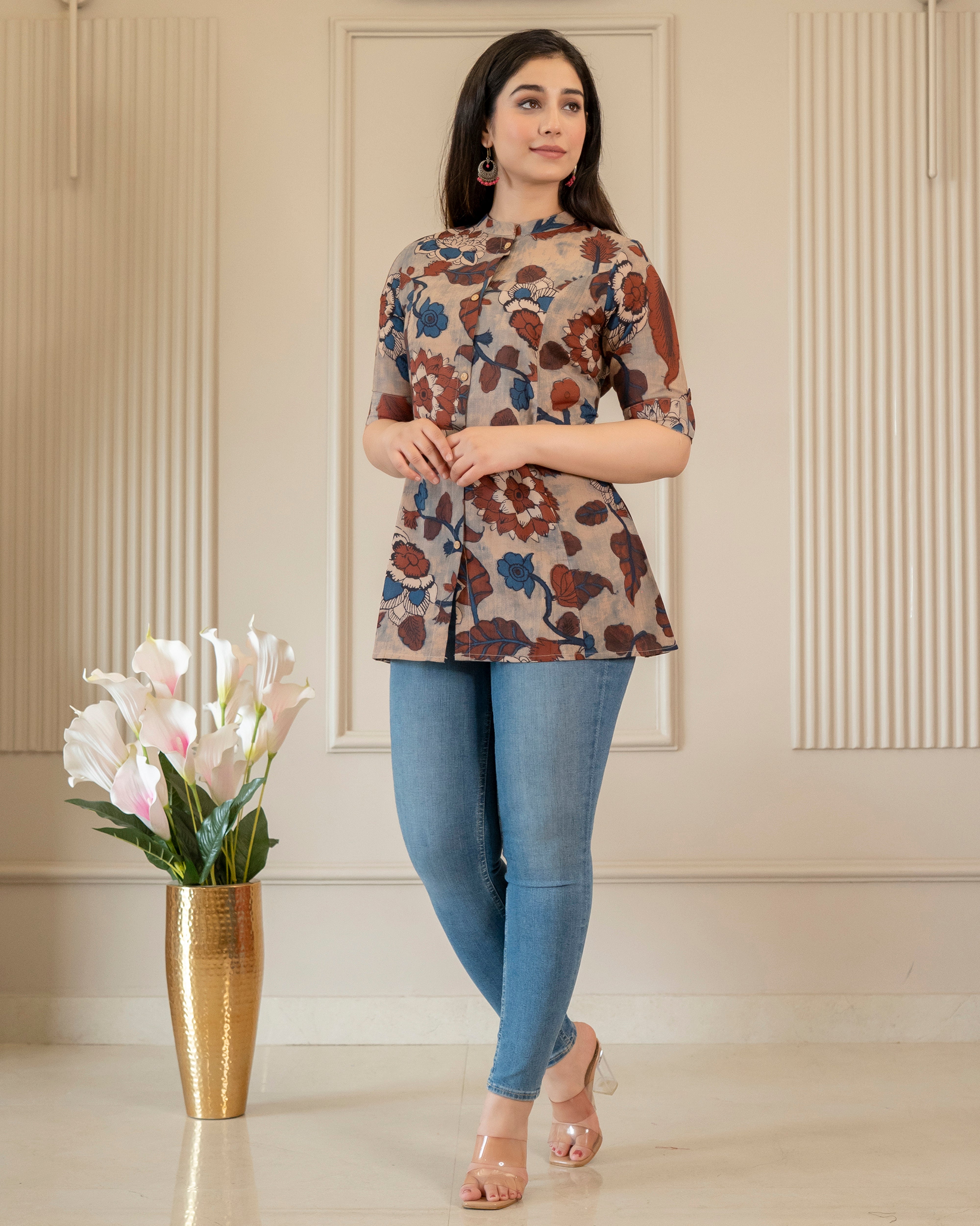 Anindita Pure Cotton Kalamkari Short Top