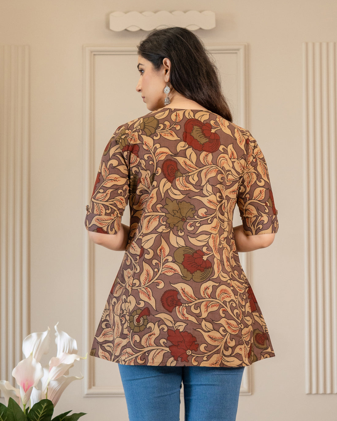 Kasturi Pure Cotton Kalamkari Short Top
