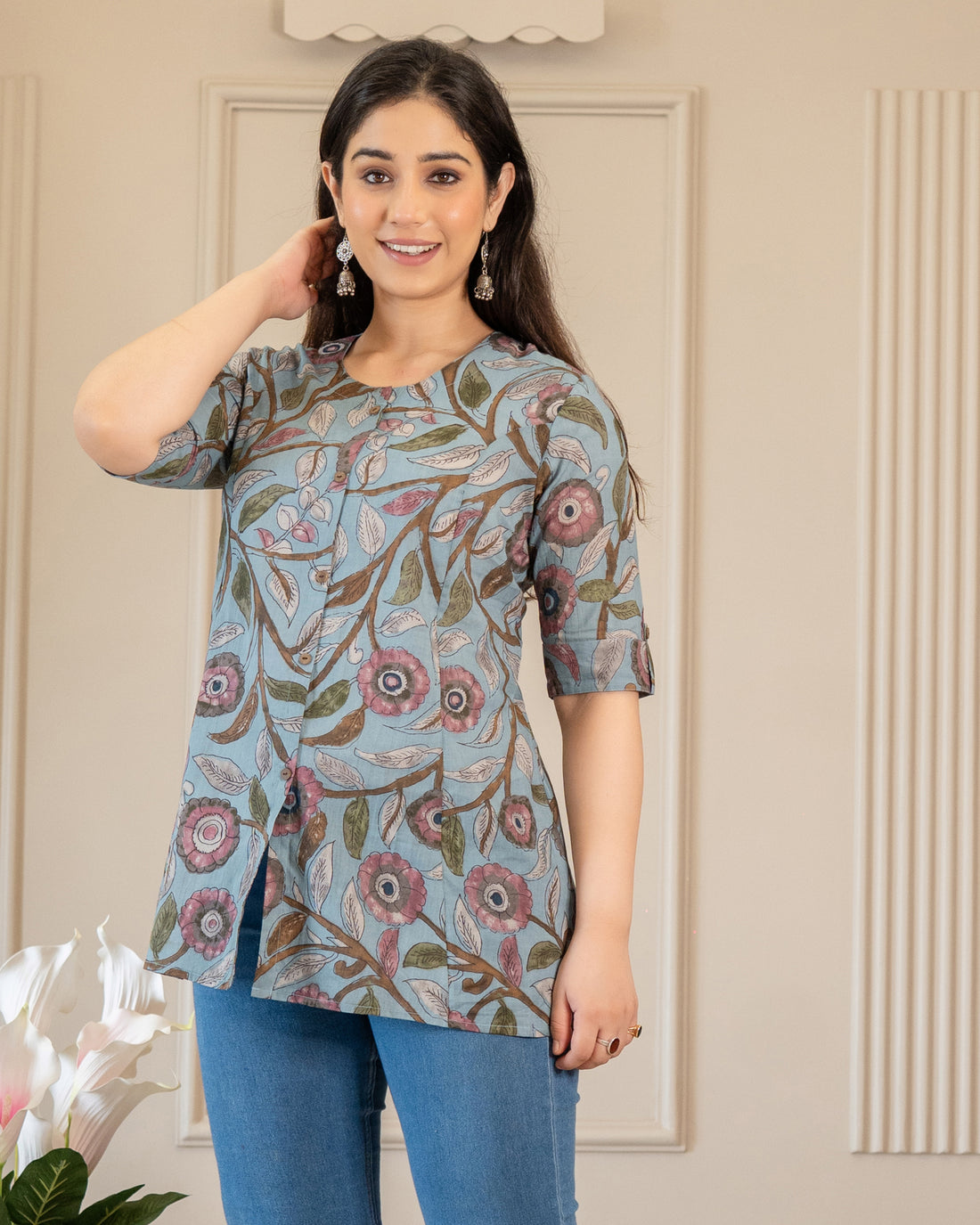 Niharika Pure Cotton Kalamkari Short Top