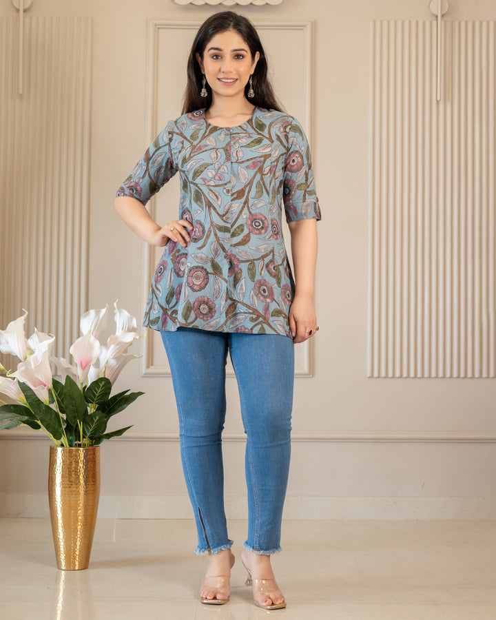Niharika Pure Cotton Kalamkari Short Top
