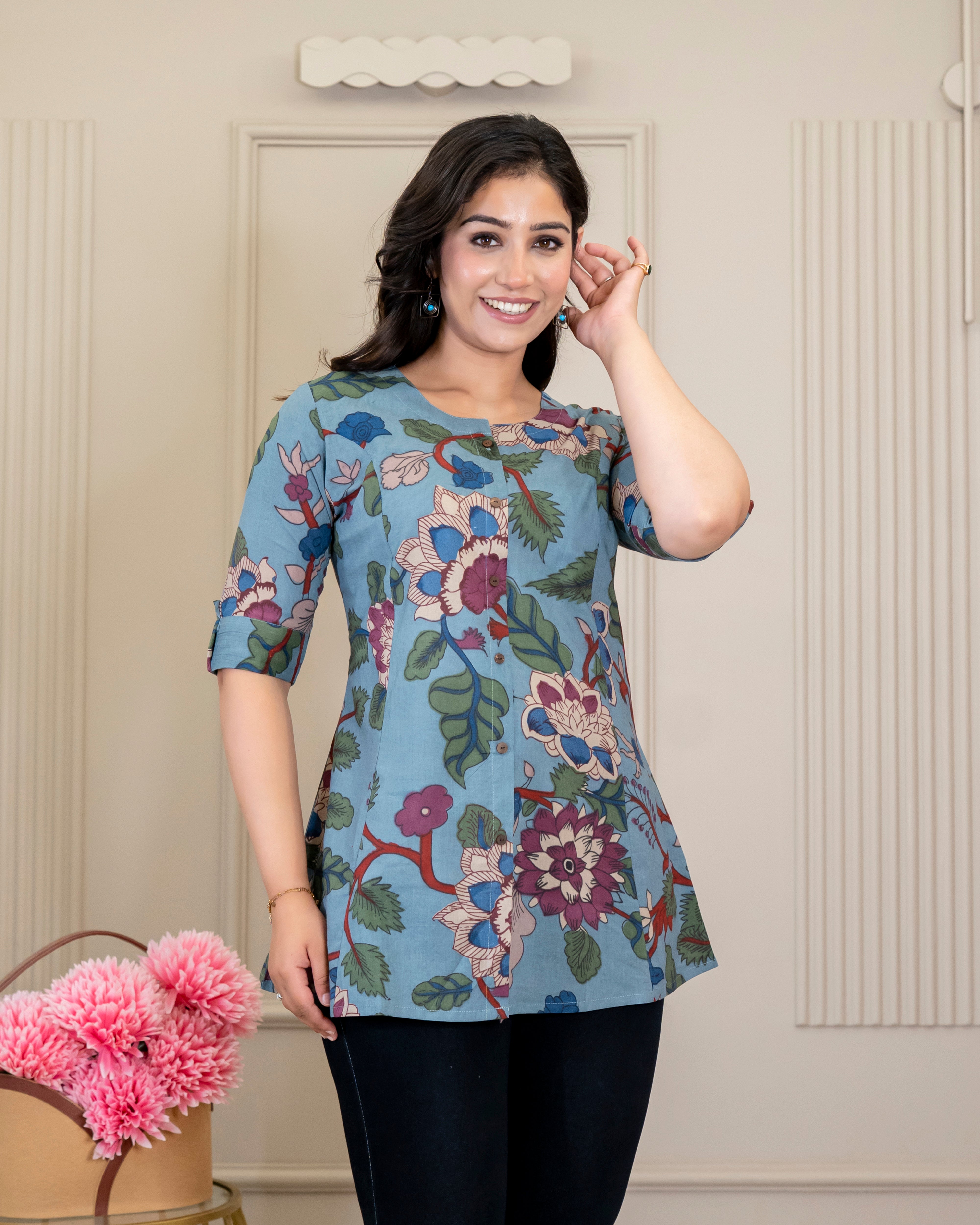 Neelima Pure Cotton Kalamkari Short Top