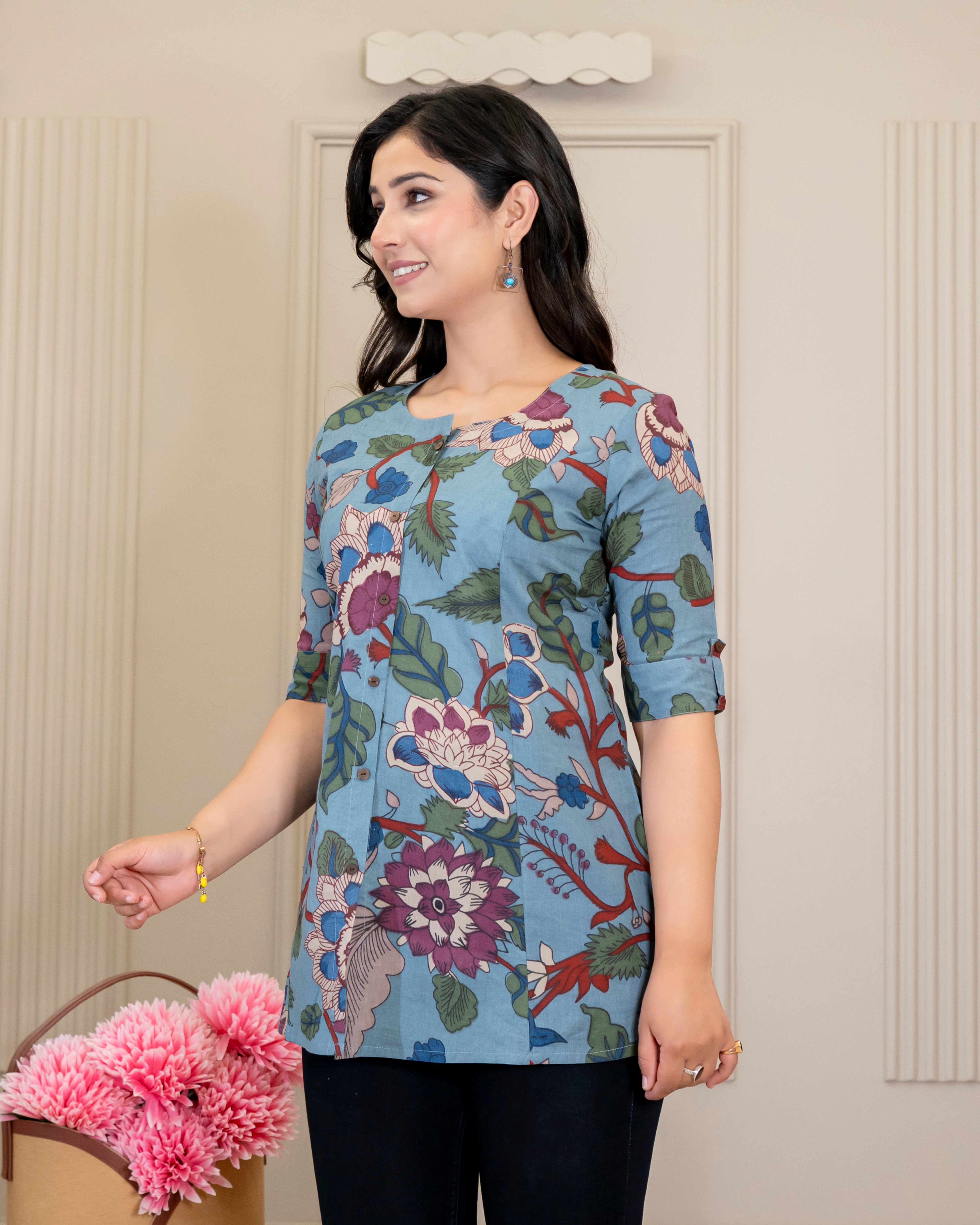 Neelima Pure Cotton Kalamkari Short Top