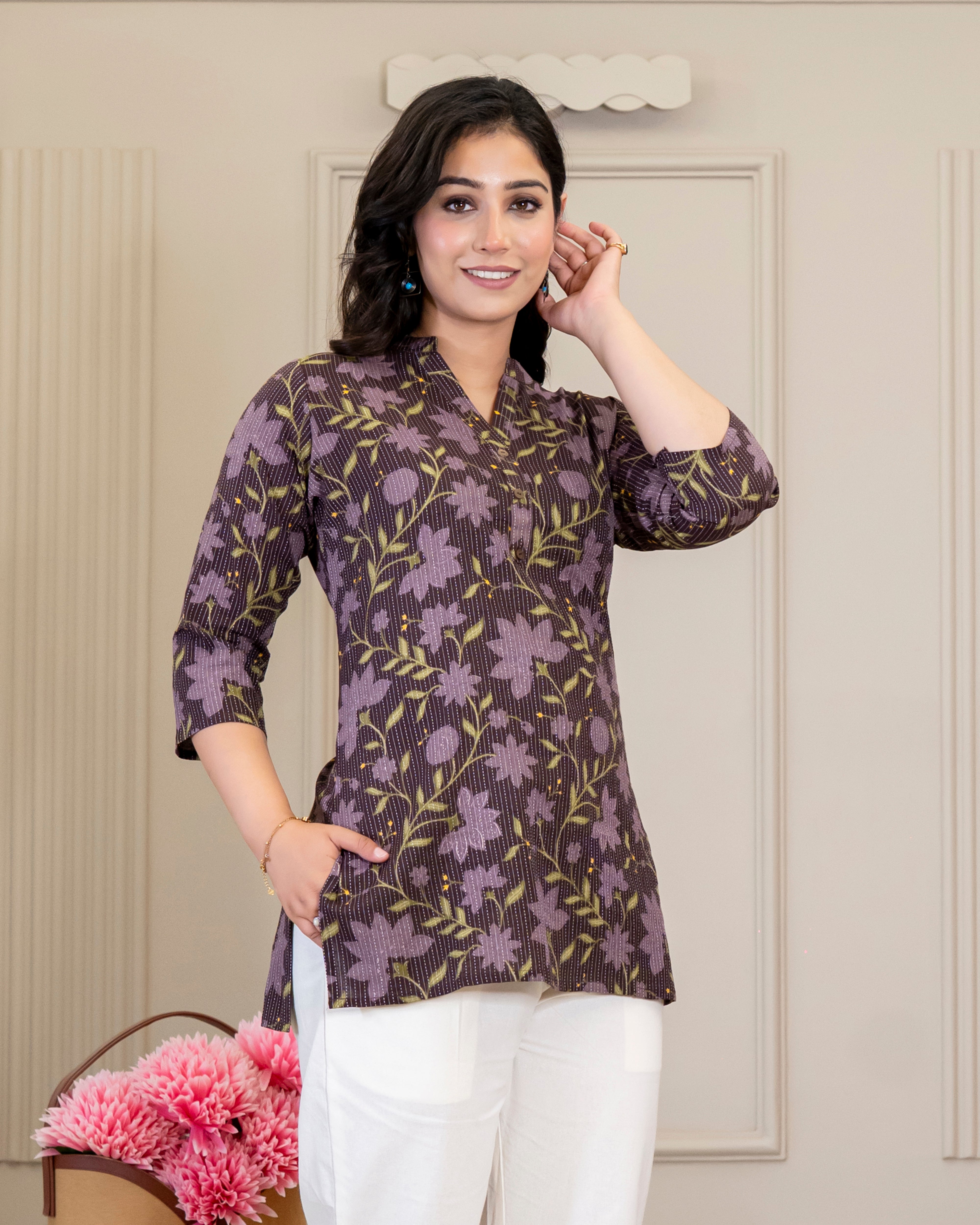 Rangoli Kantha Cotton Short Top