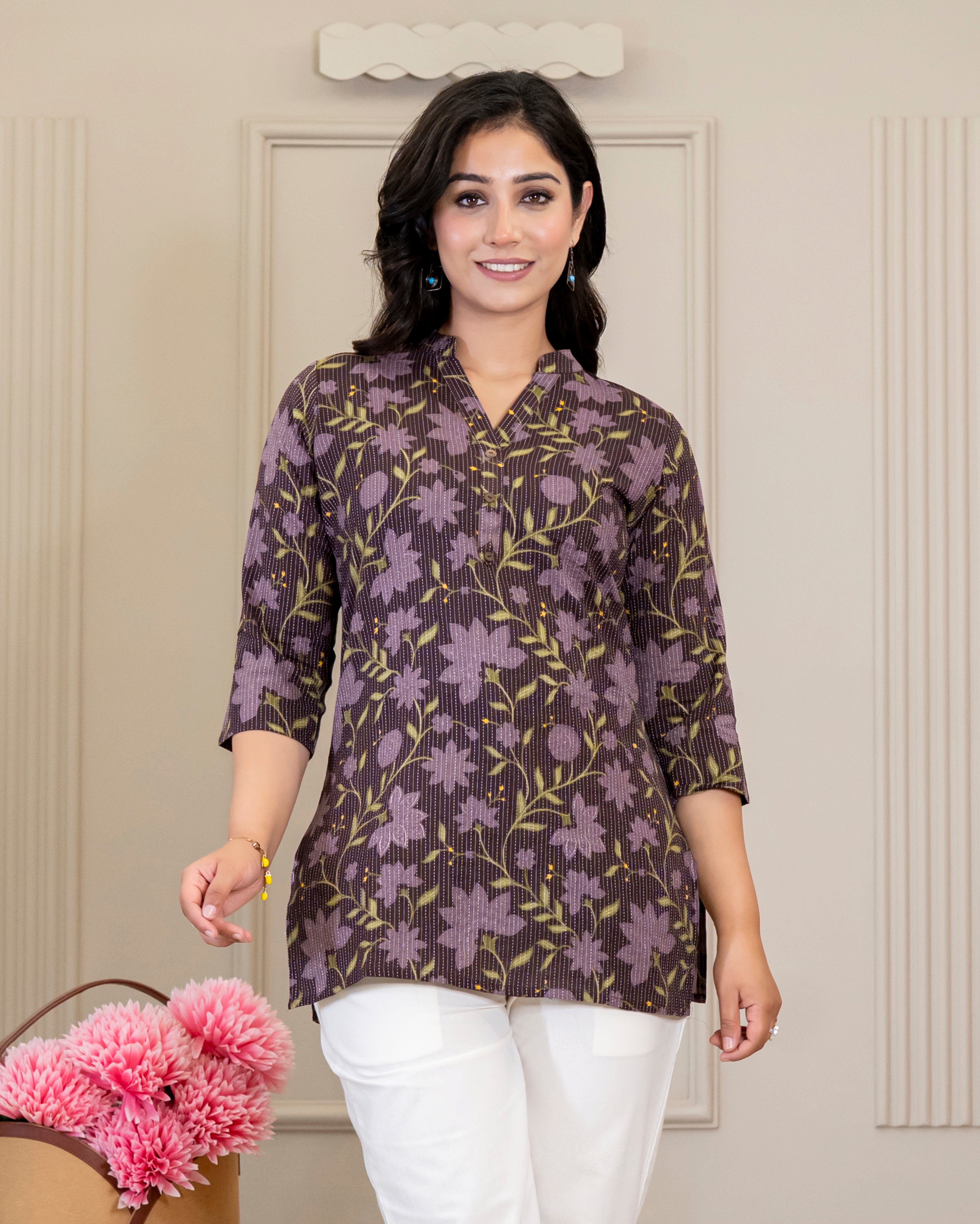 Rangoli Kantha Cotton Short Top