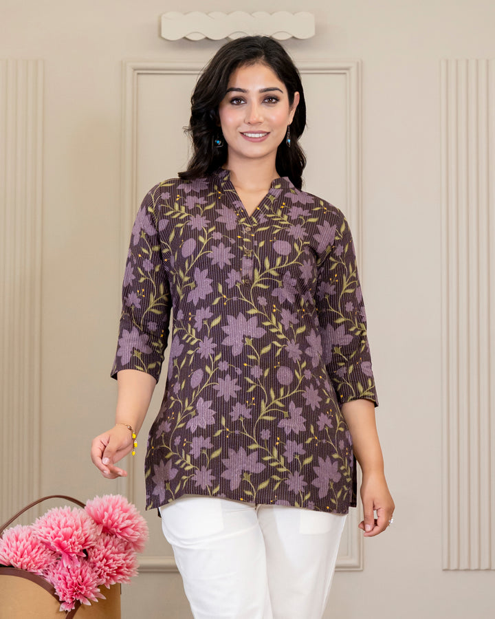 Rangoli Kantha Cotton Short Top