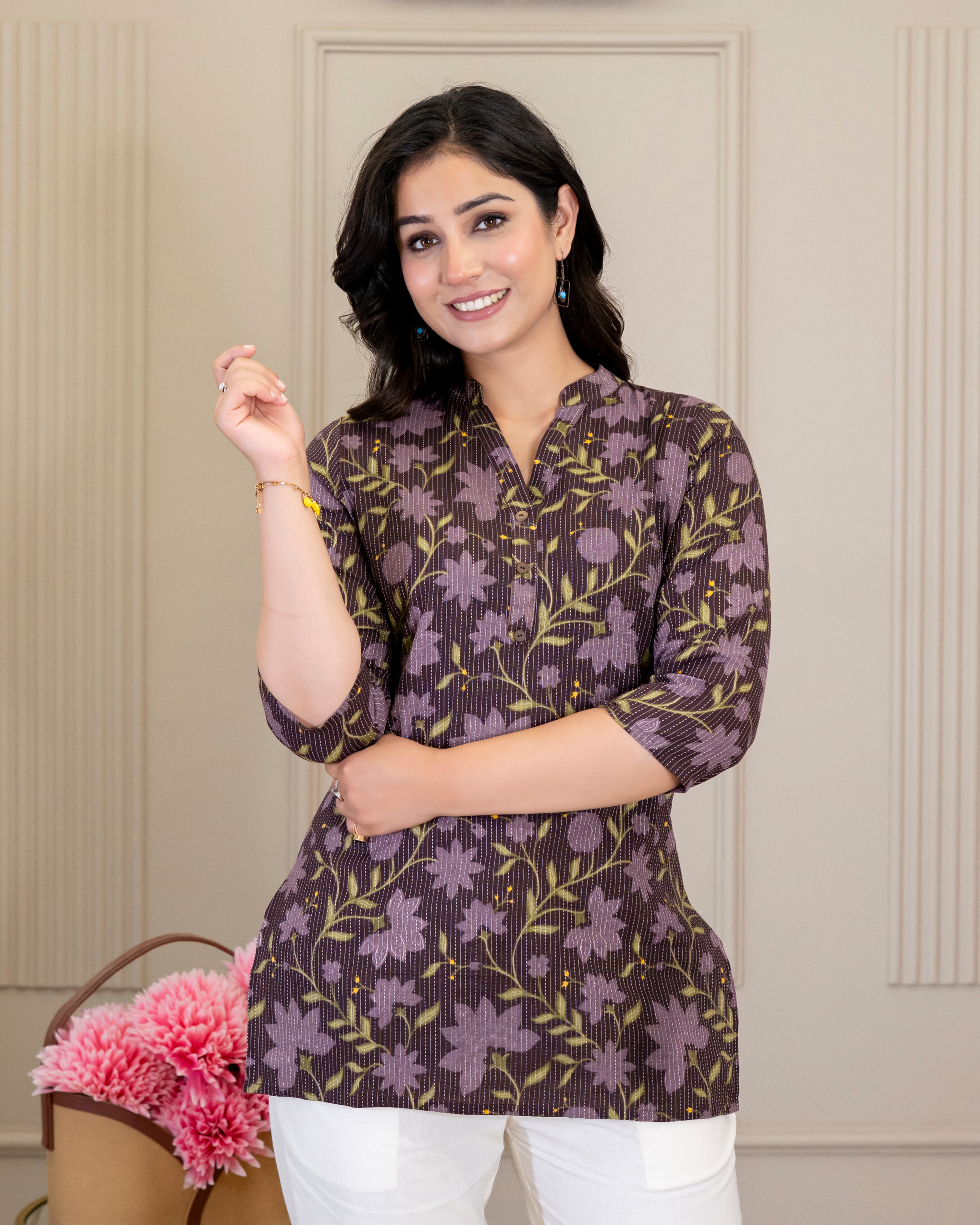 Rangoli Kantha Cotton Short Top