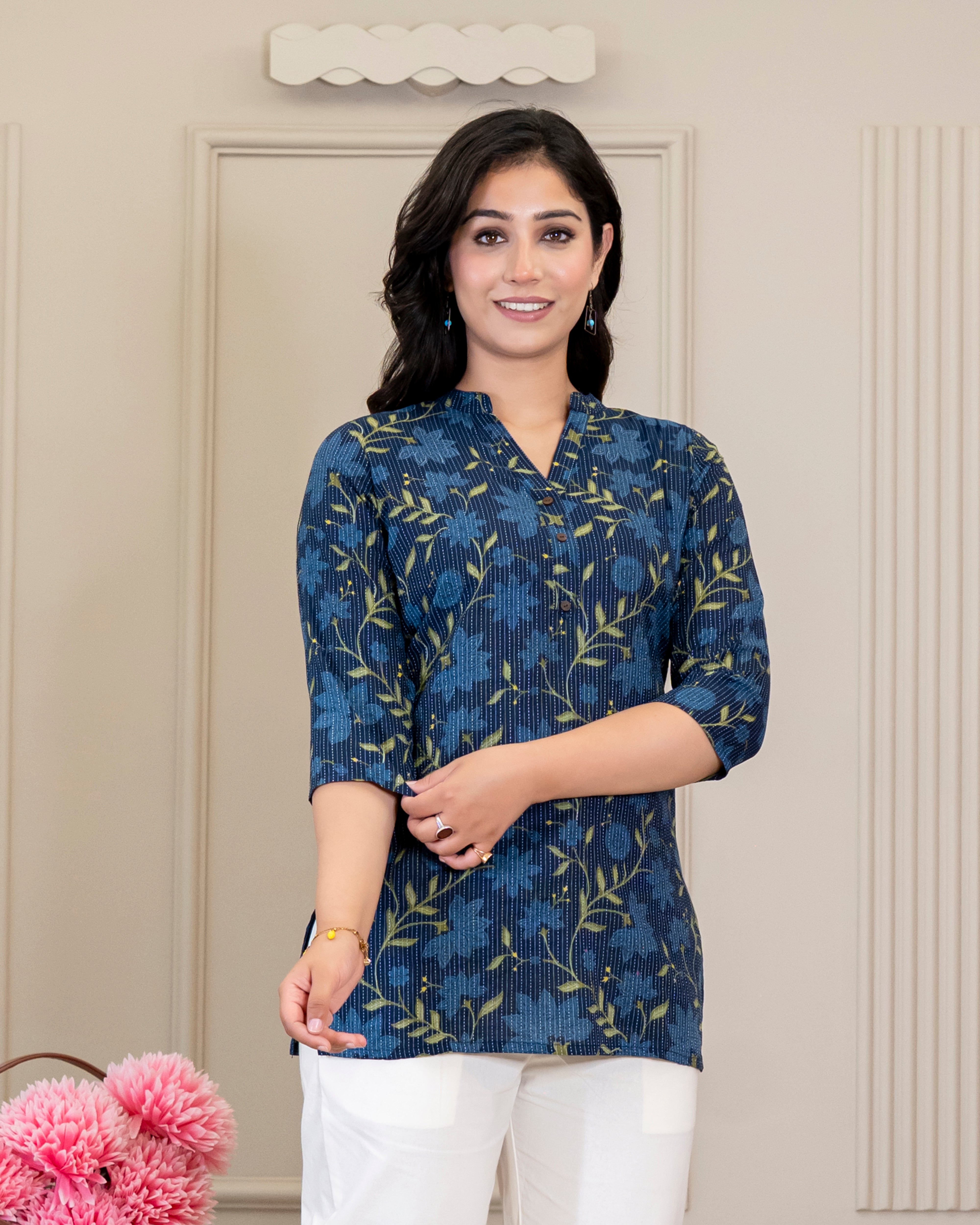 Vanya Kantha Cotton Short Top