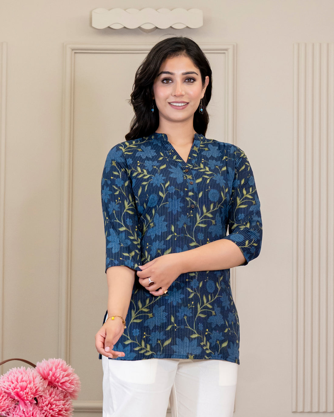 Vanya Kantha Cotton Short Top