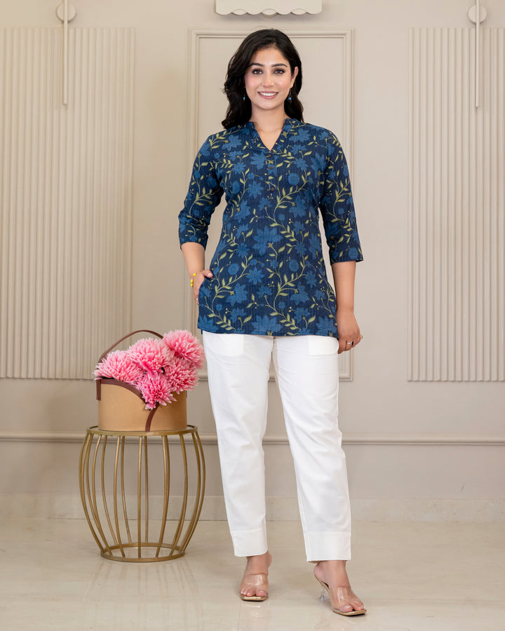 Vanya Kantha Cotton Short Top