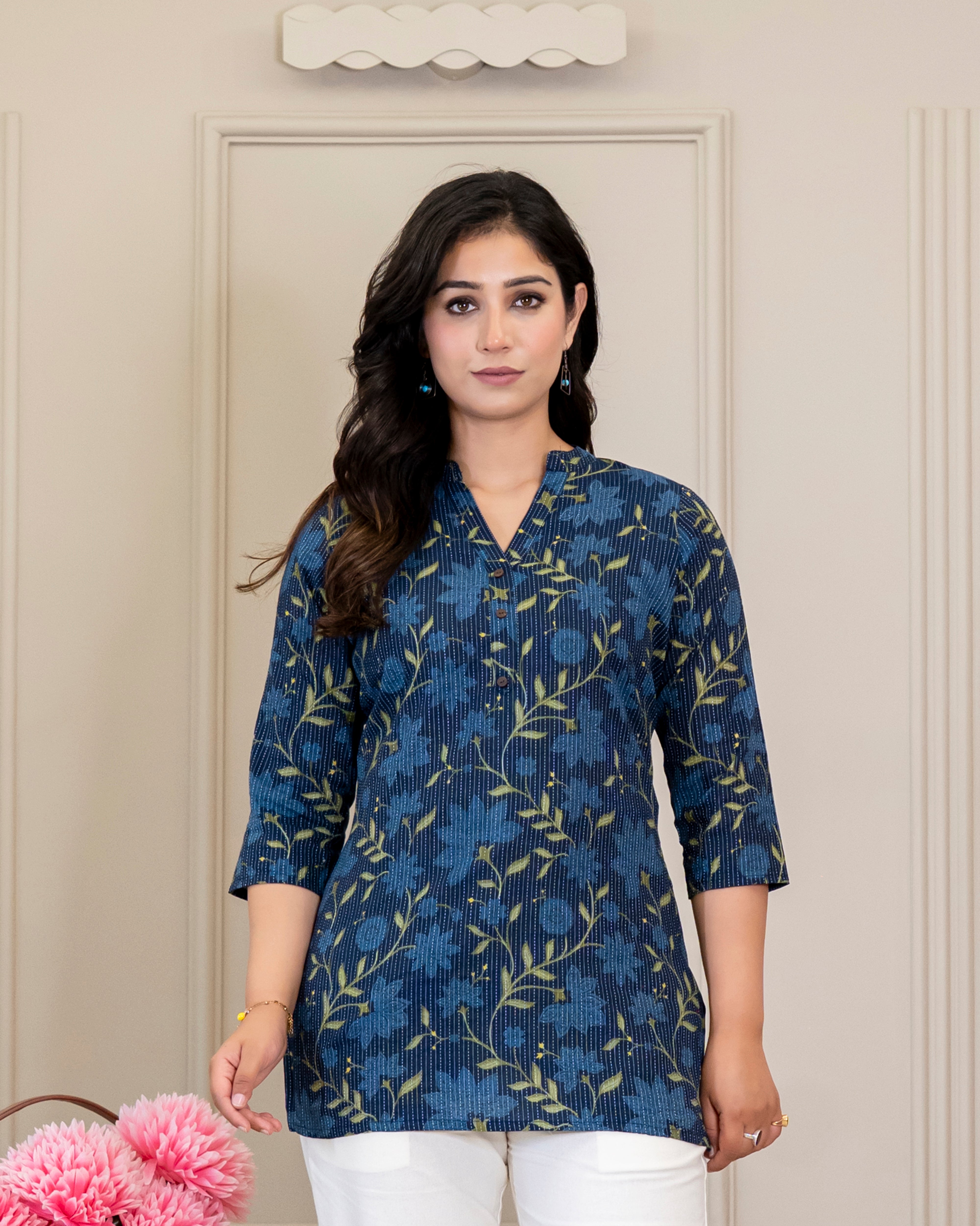 Vanya Kantha Cotton Short Top
