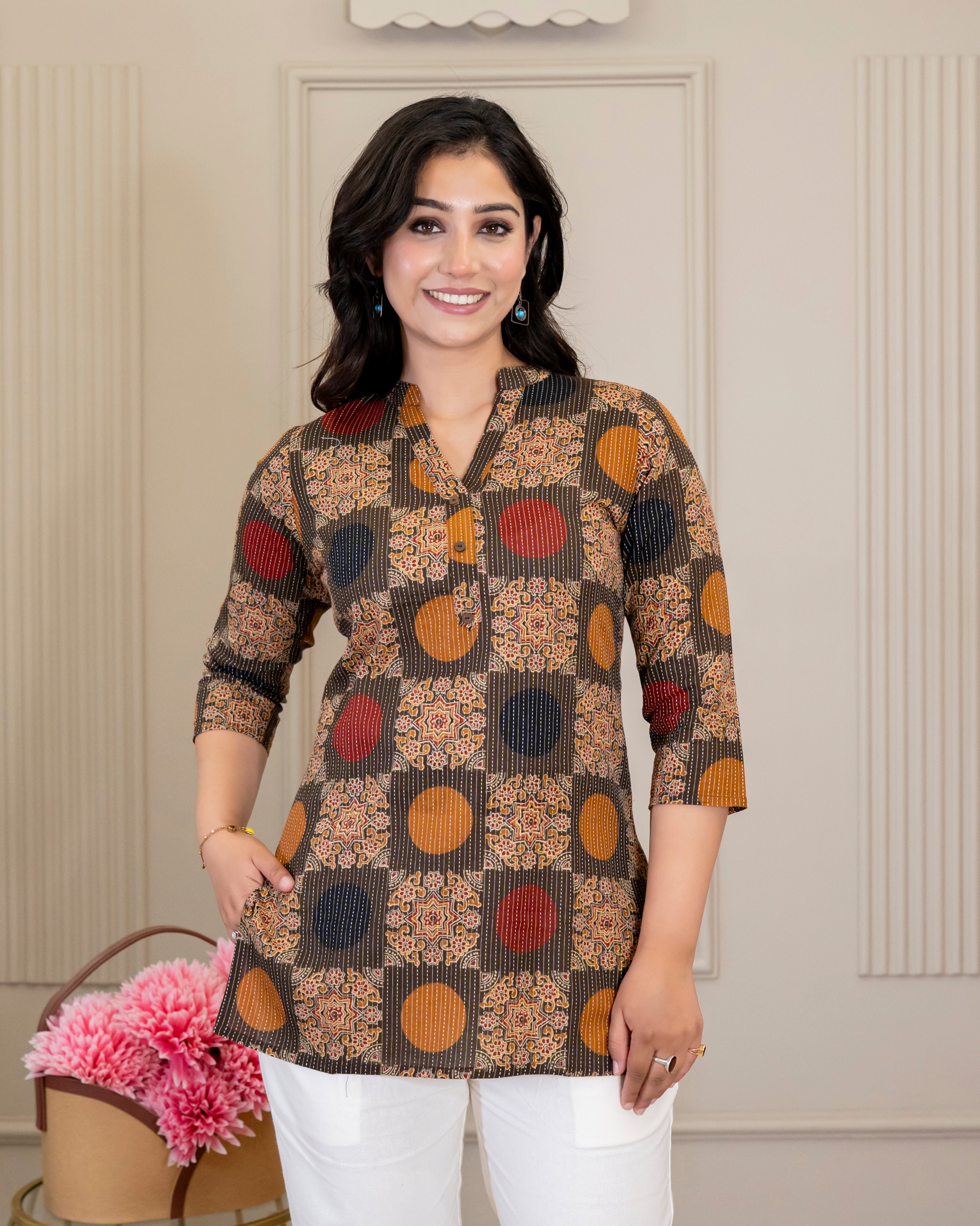 Chandrika Kantha Cotton Short Top