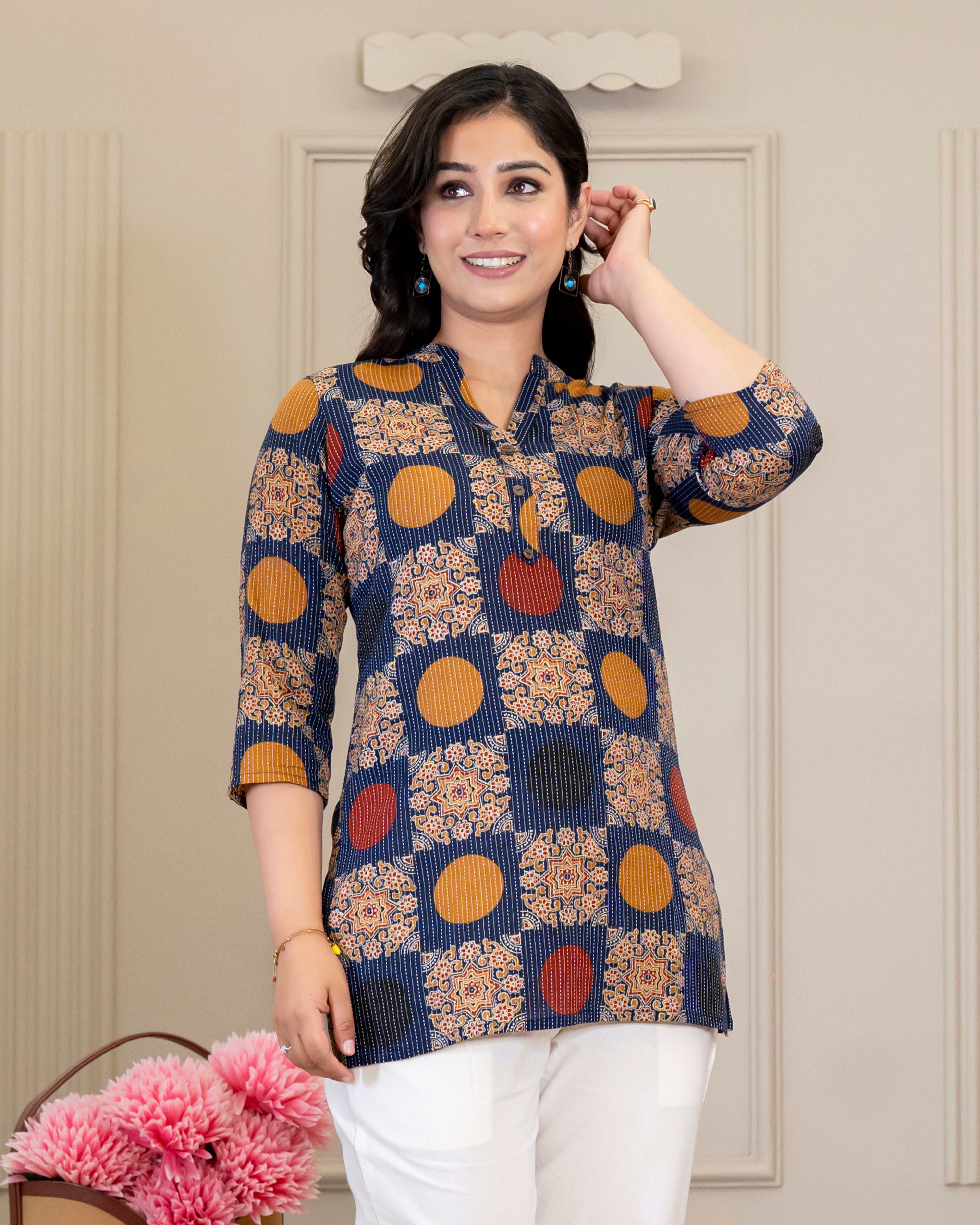 Aarohi Kantha Cotton Short Top