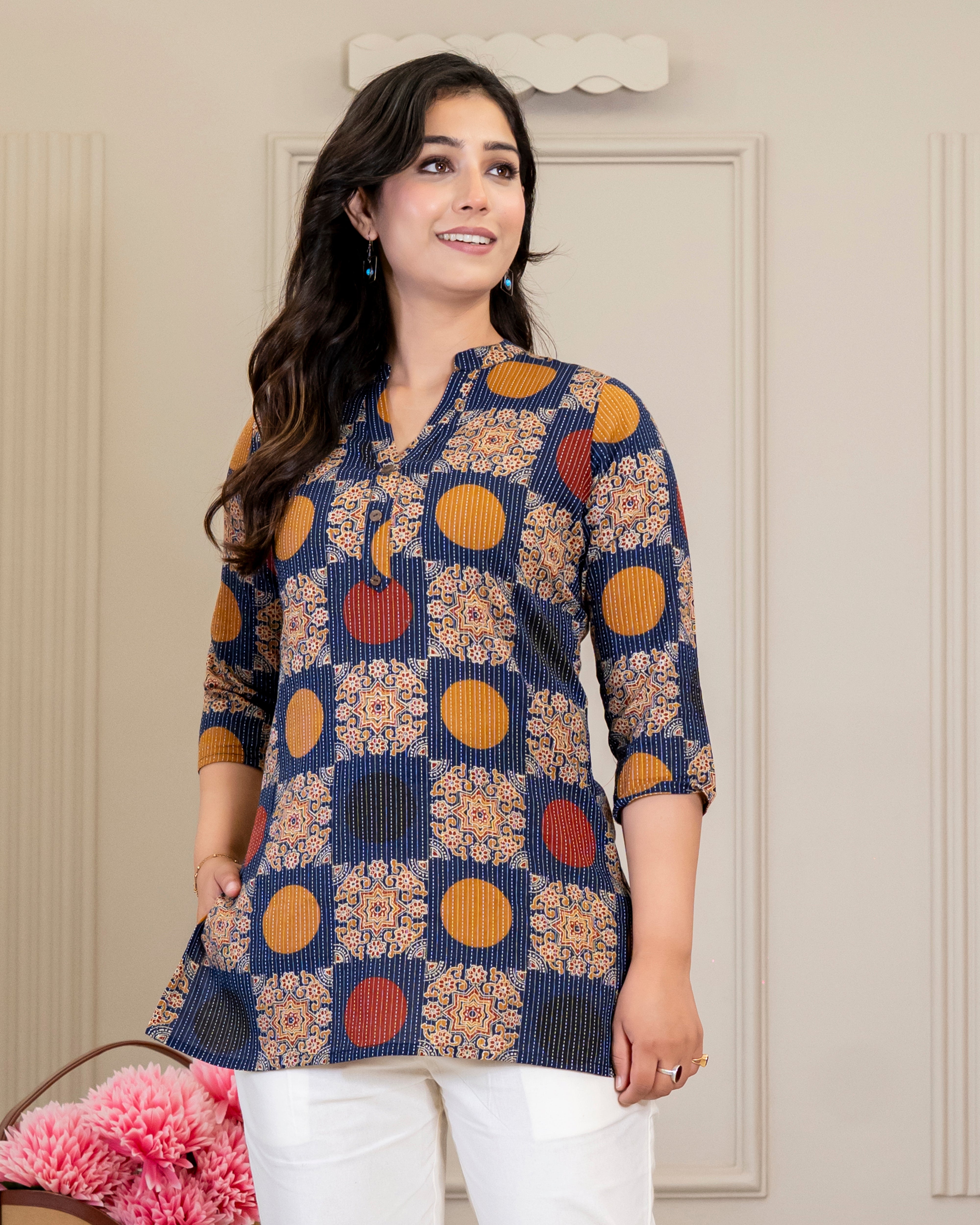 Aarohi Kantha Cotton Short Top
